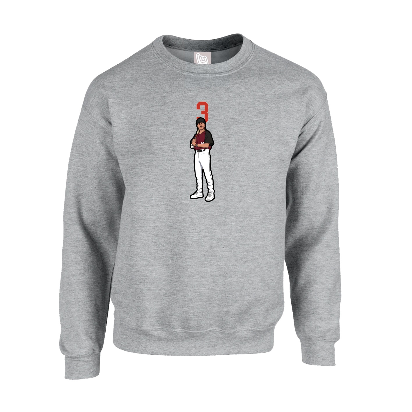 Fleece Crew — Number Top in Grey