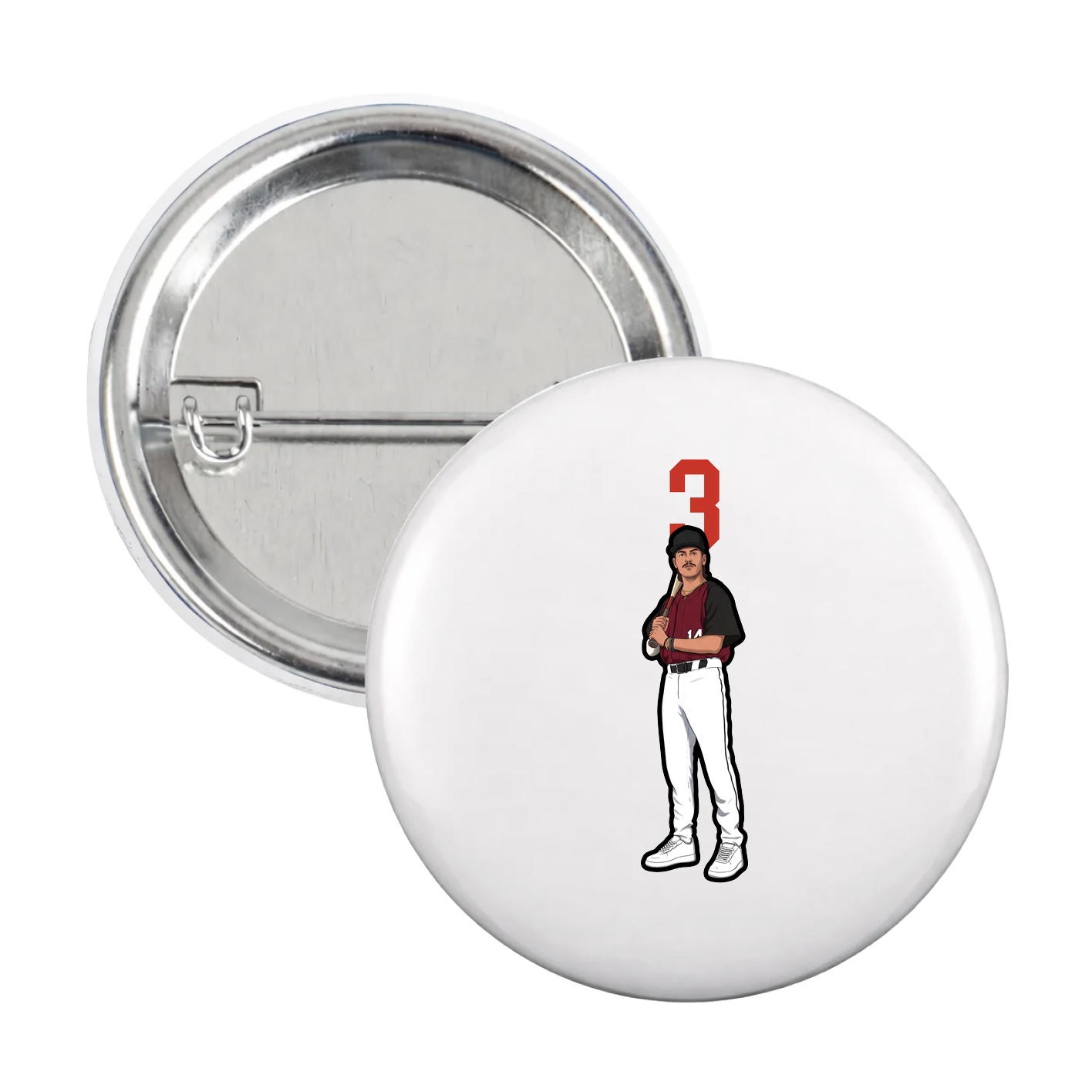 Game Day Button — Number Top in White