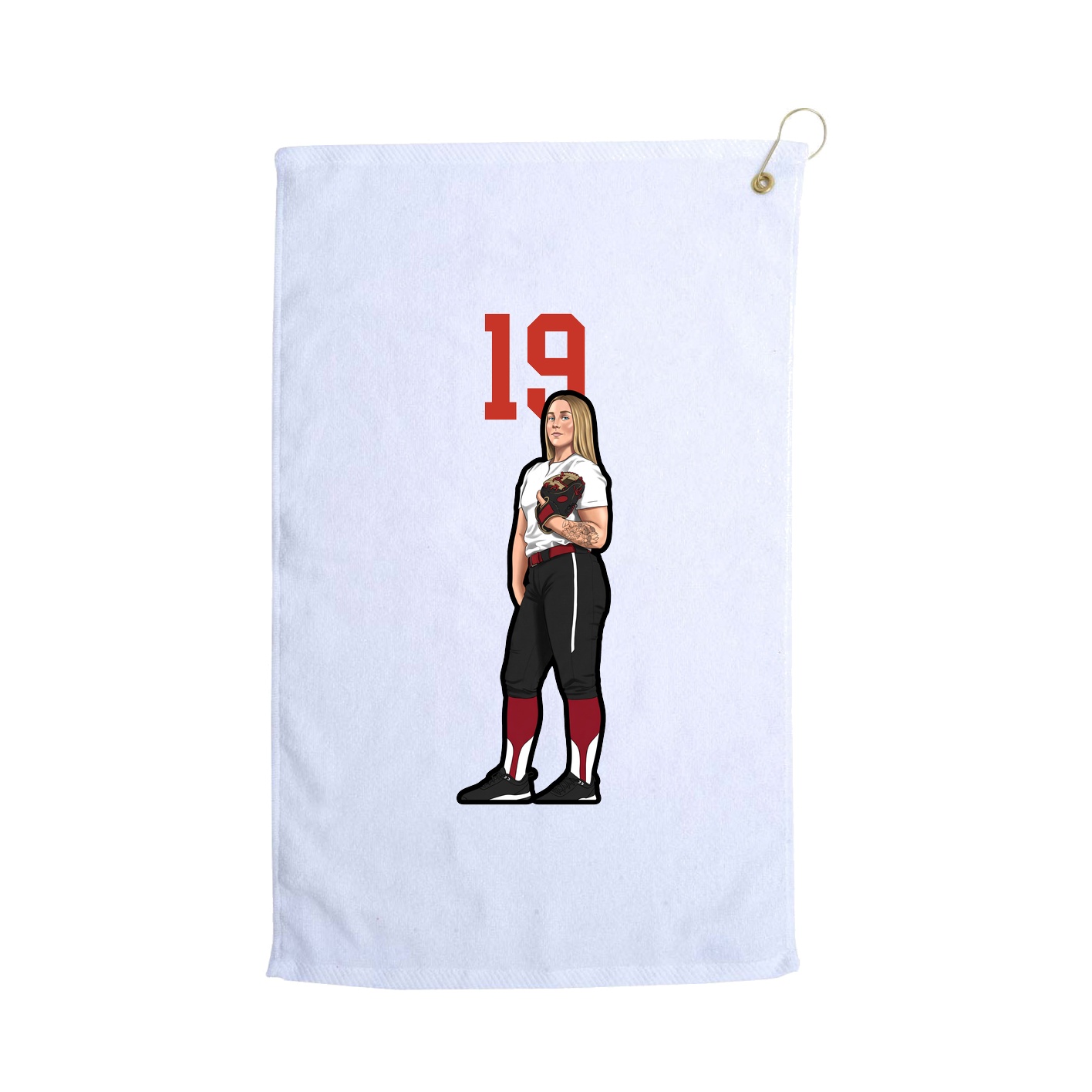 Golf Towel — Number Top in White