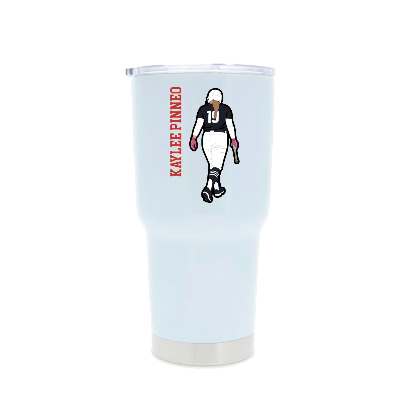 30oz Stainless Steel Tumbler — Name Vertical in White