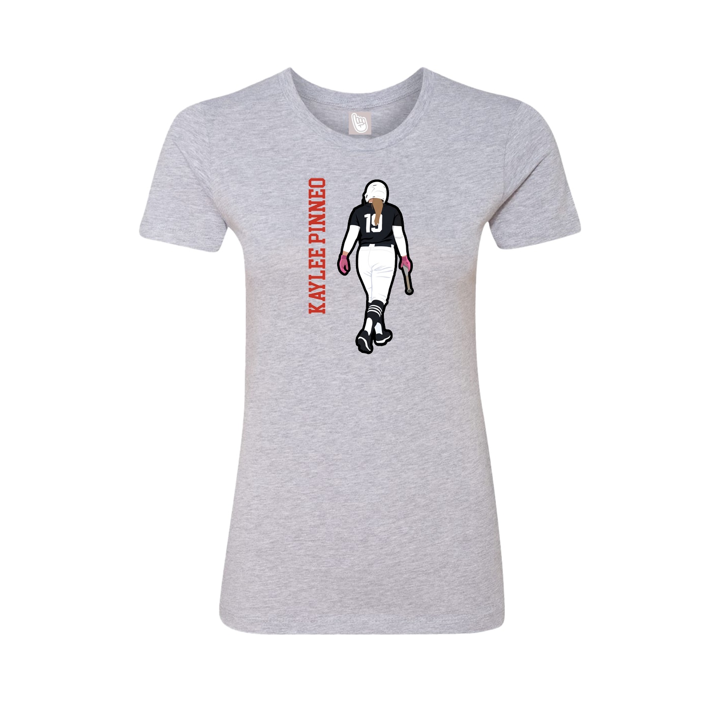 Fitted Women's Tee — Name Vertical in Grey