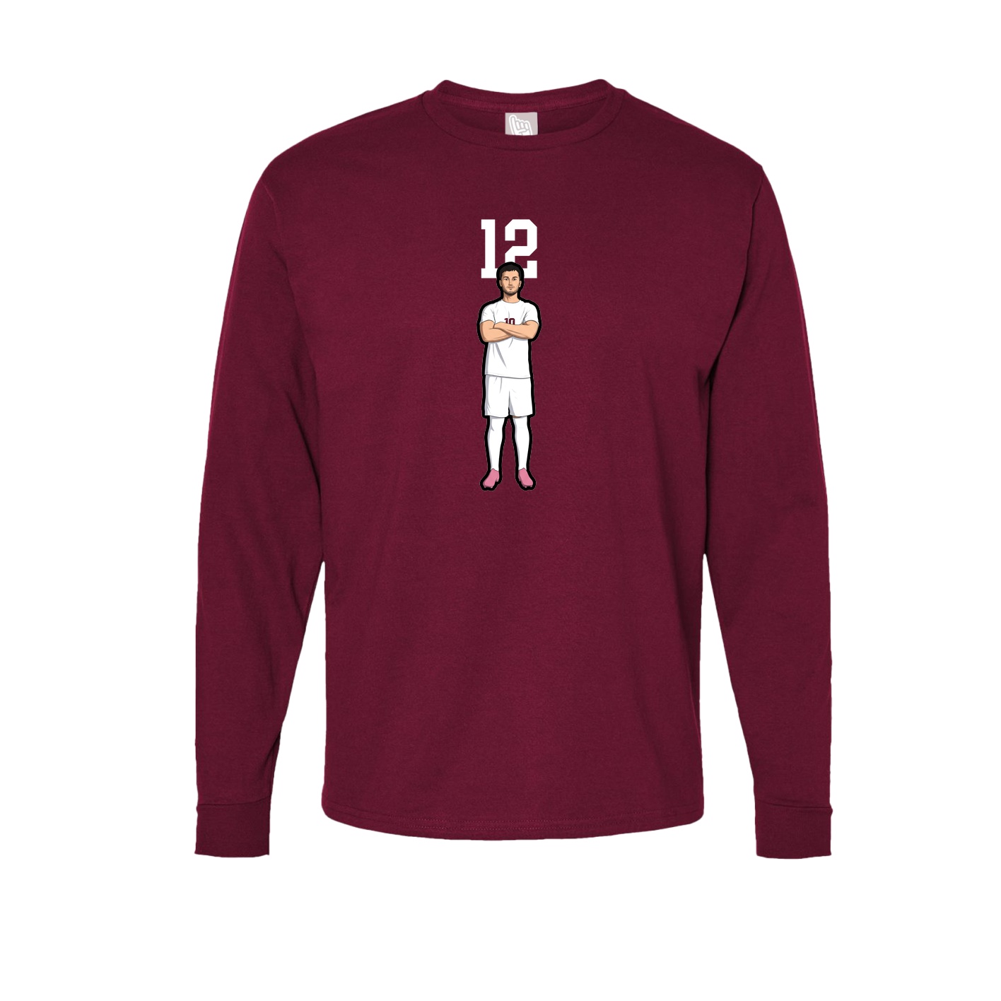 Long Sleeve Tee — Number Top in Cardinal