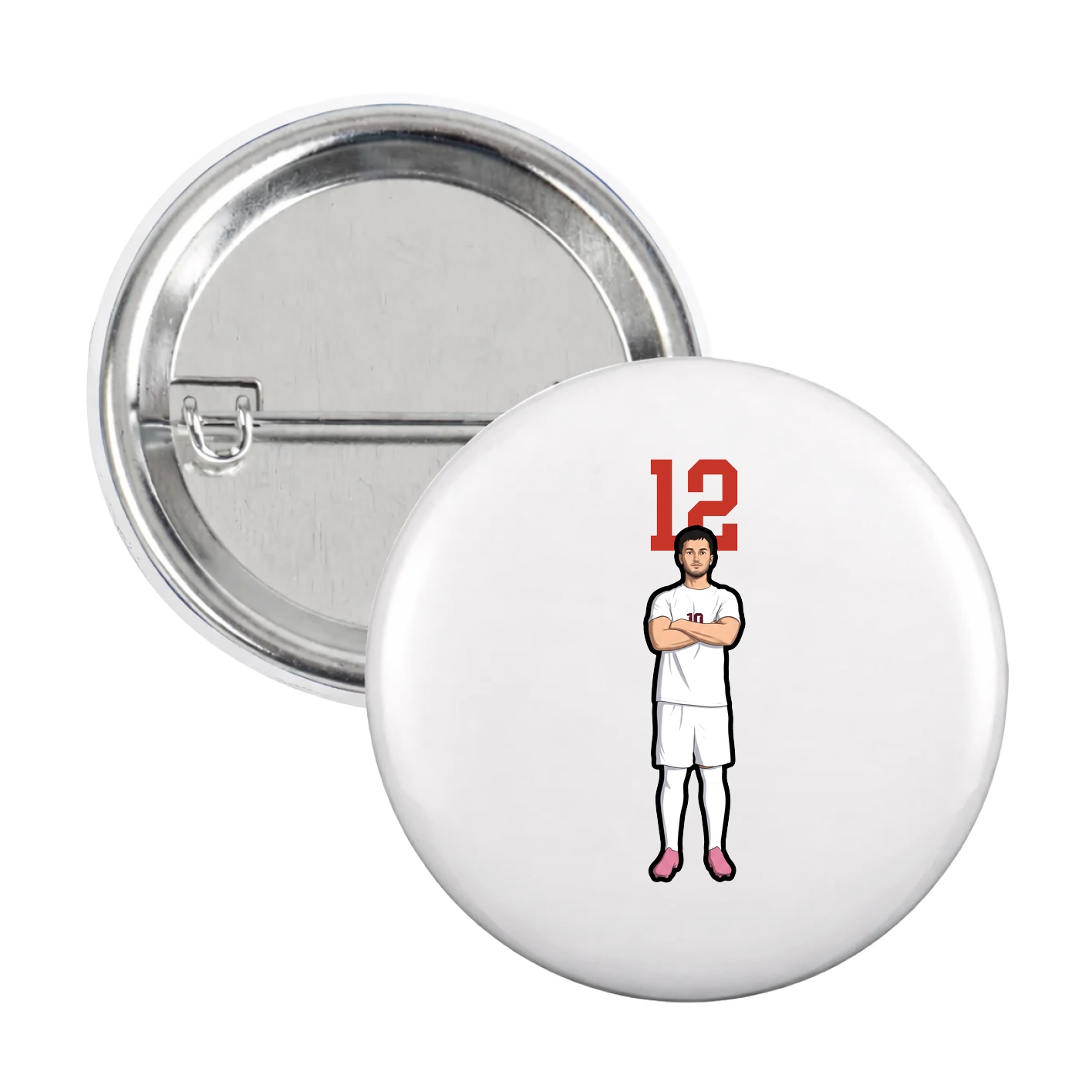 Game Day Button — Number Top in White