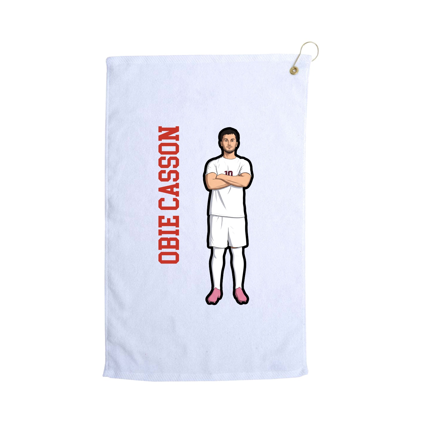 Golf Towel — Name Vertical in White