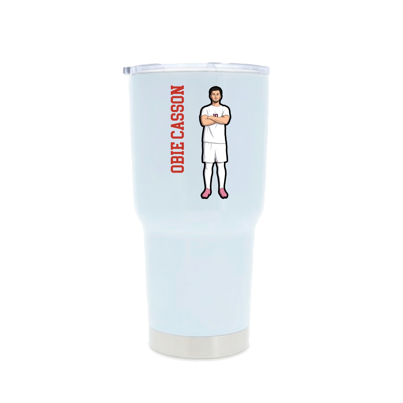 30oz Stainless Steel Tumbler — Name Vertical in White