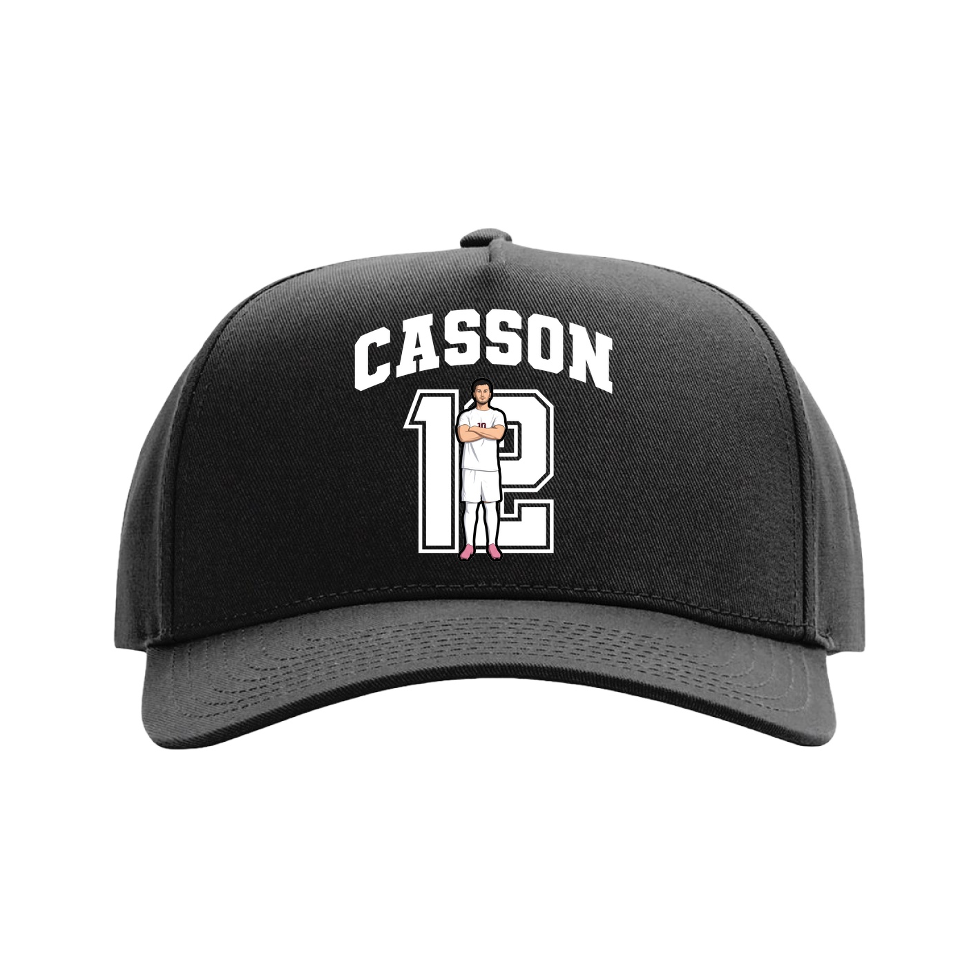 Full Fabric Five-Panel Champ Cap — Number in Black