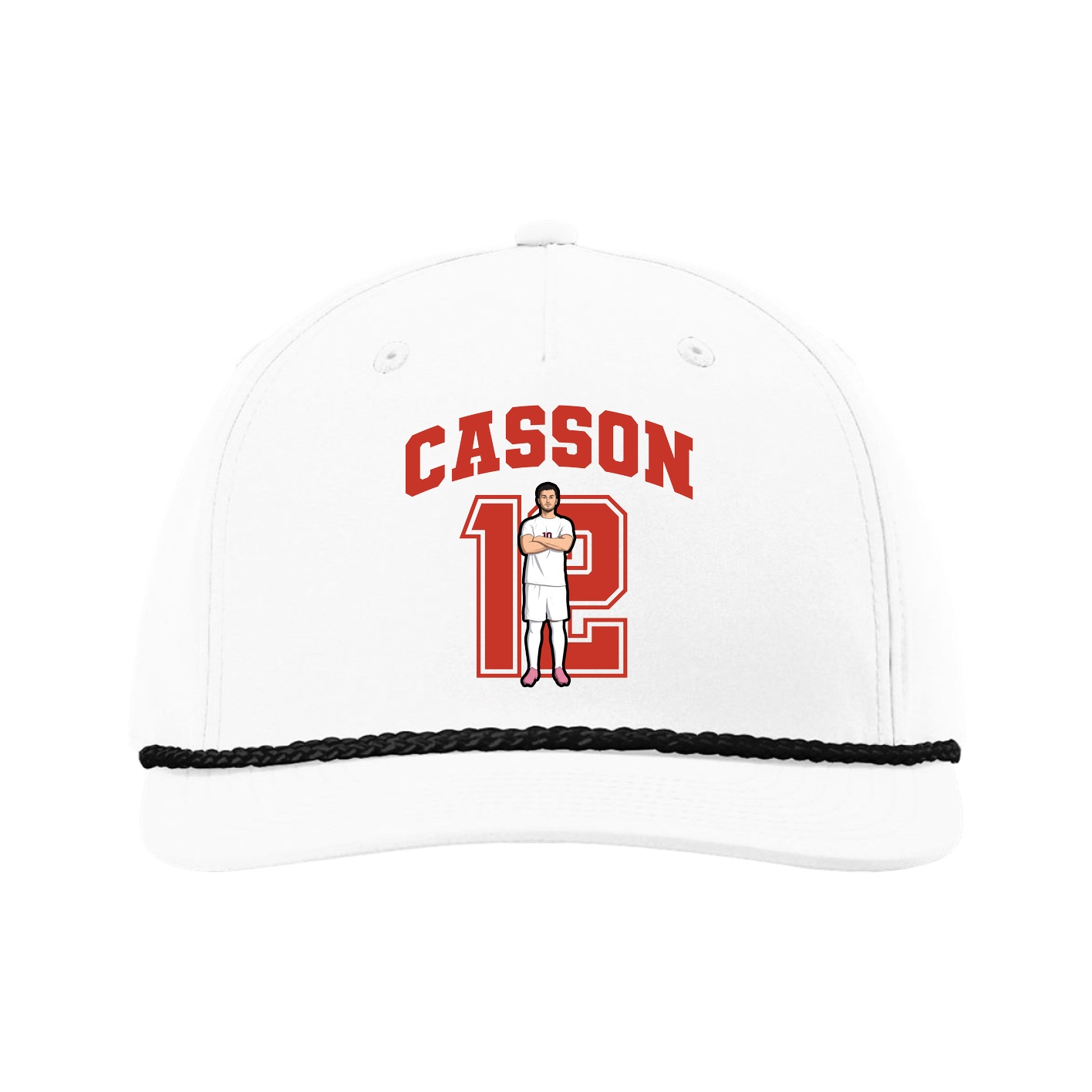 Five-Panel Classic Rope Cap — Number in White