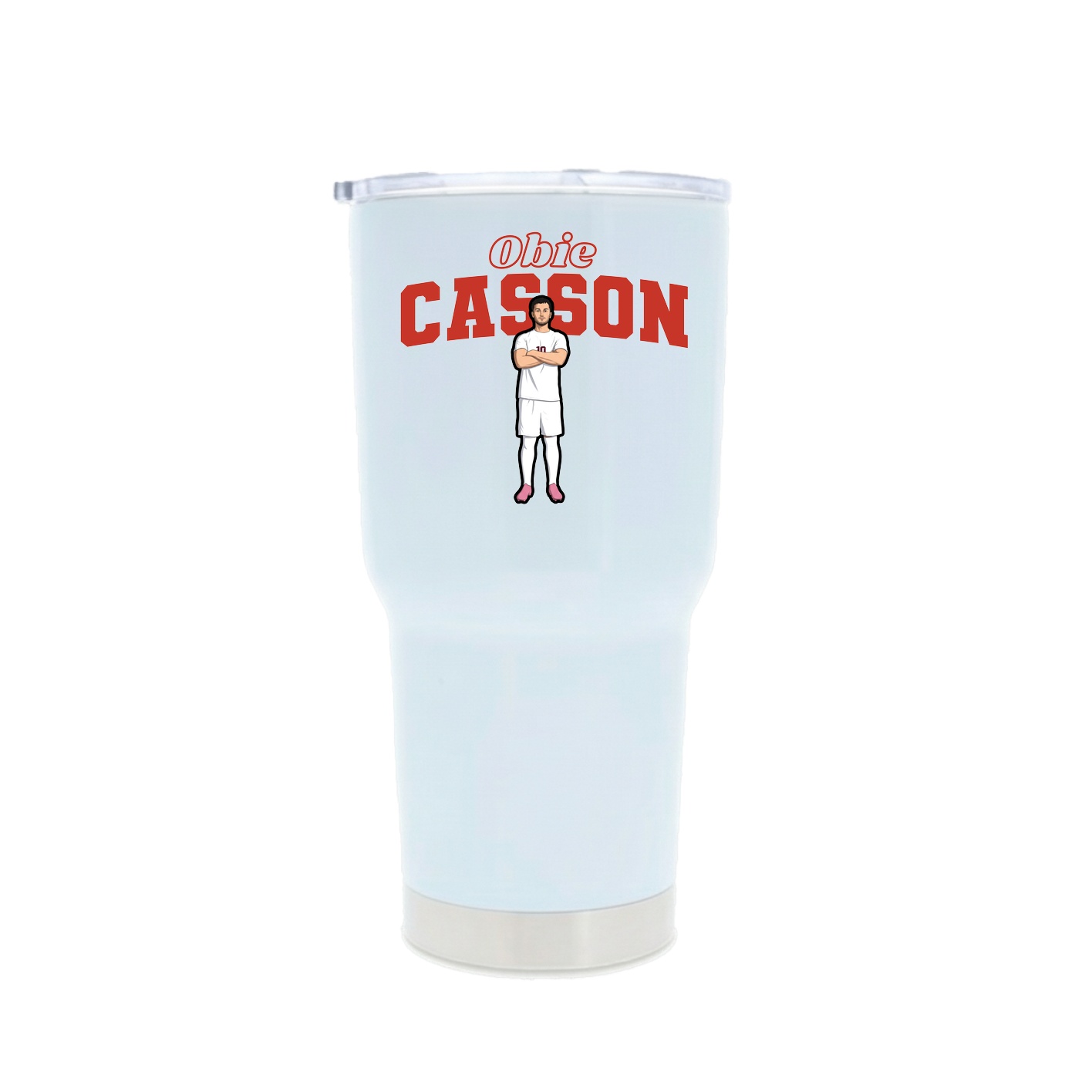 30oz Stainless Steel Tumbler — Name Arch in White