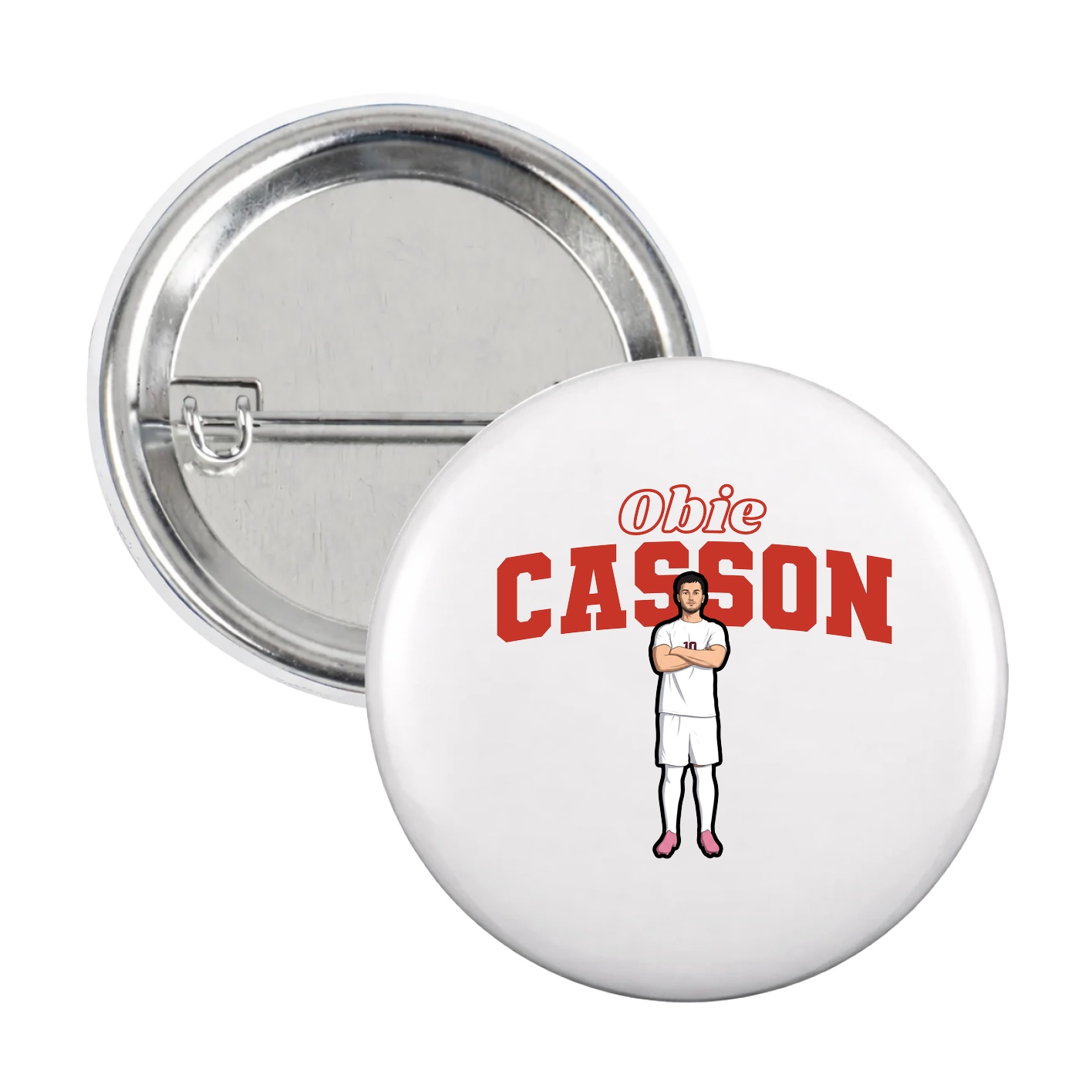 Game Day Button — Name Arch in White