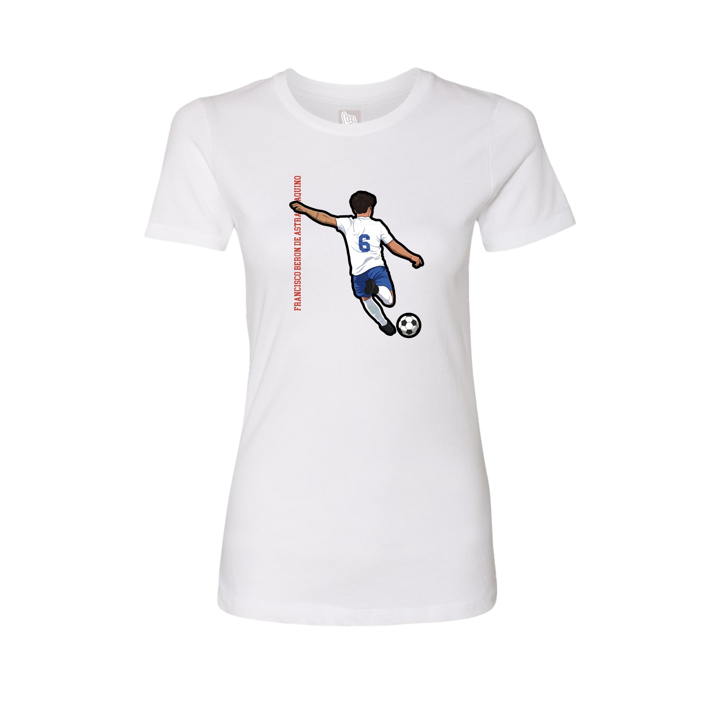 Fitted Women's Tee — Name Vertical in White