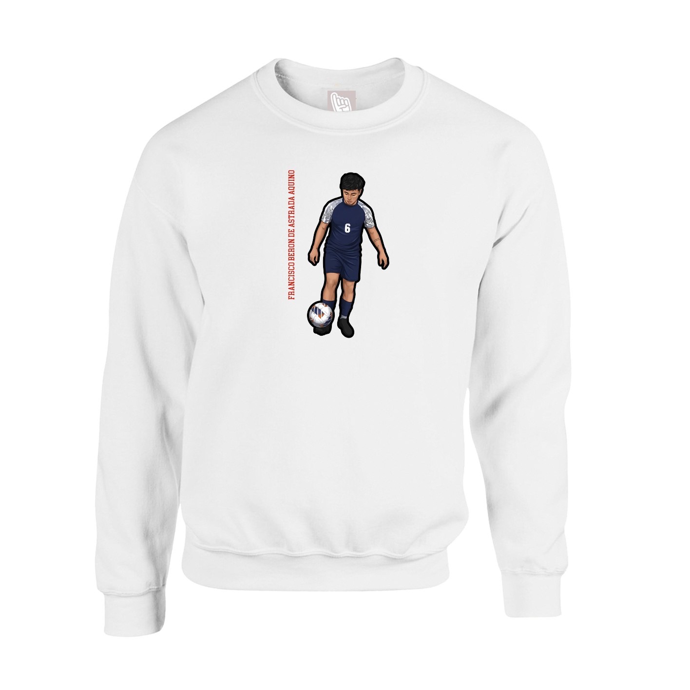 Fleece Crew — Name Vertical in White