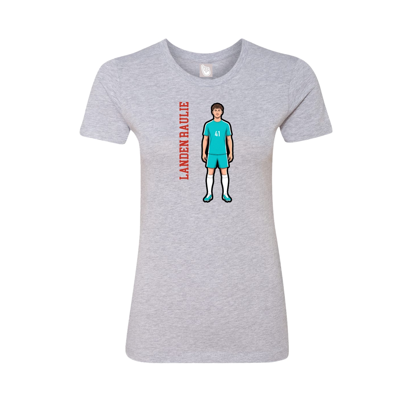 Fitted Women's Tee — Name Vertical in Grey