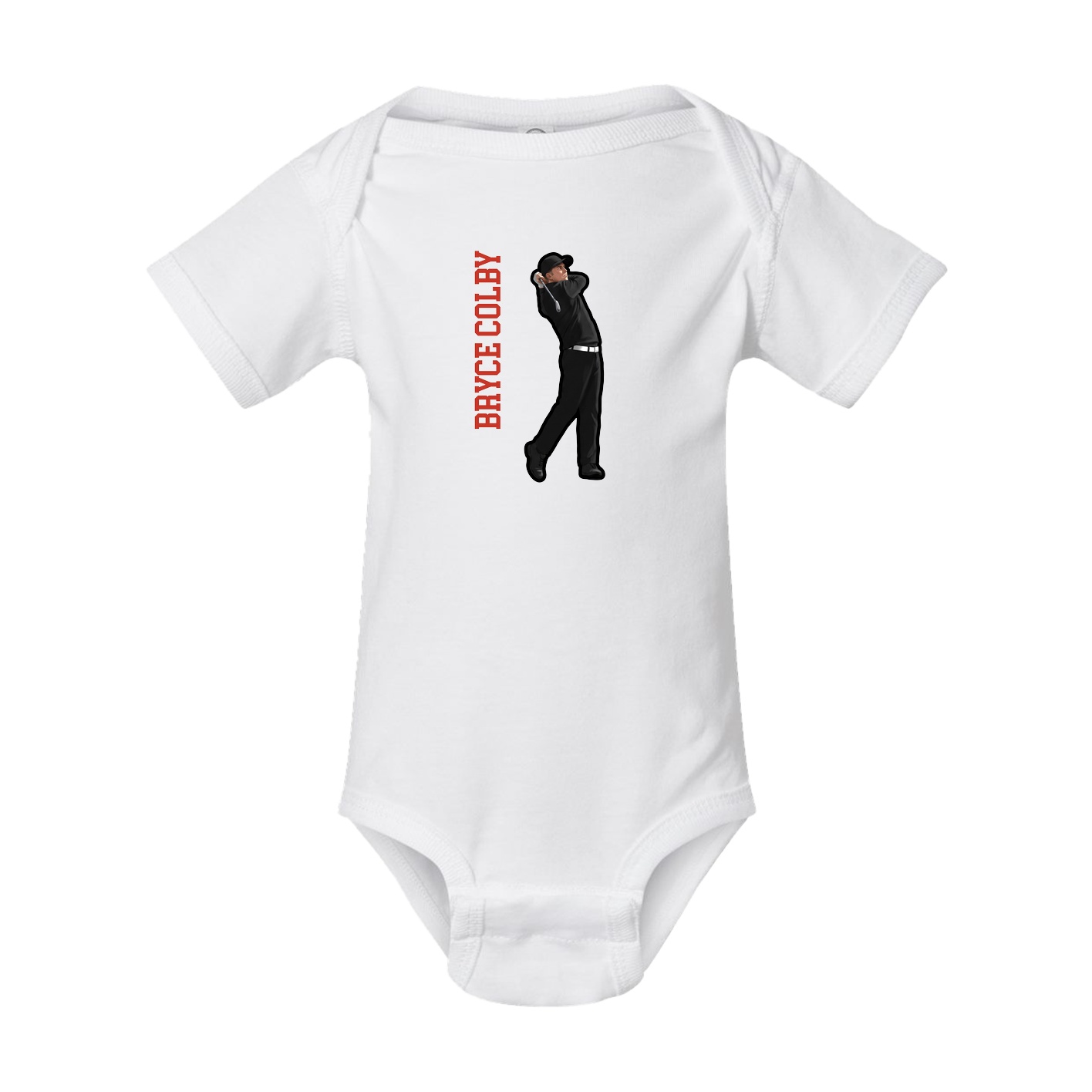 Baby Onesie — Name Vertical in White