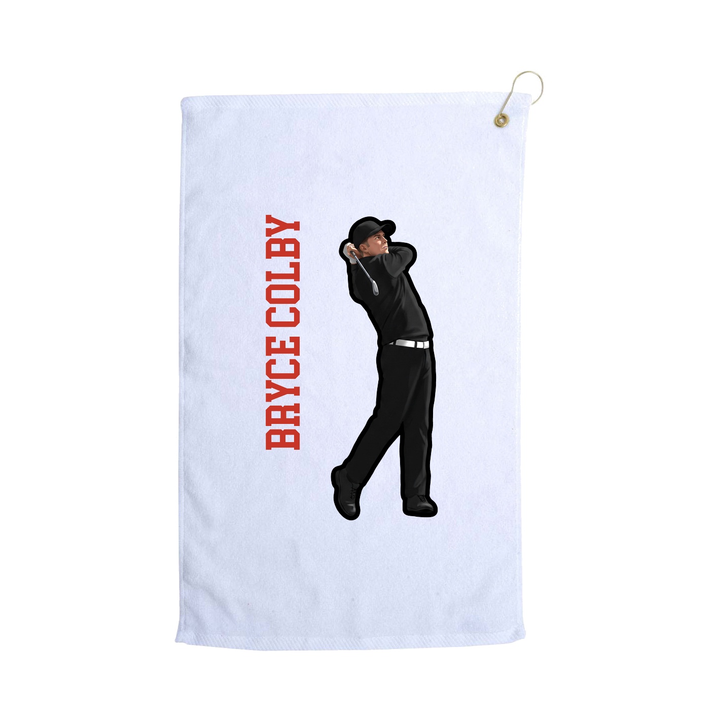 Golf Towel — Name Vertical in White