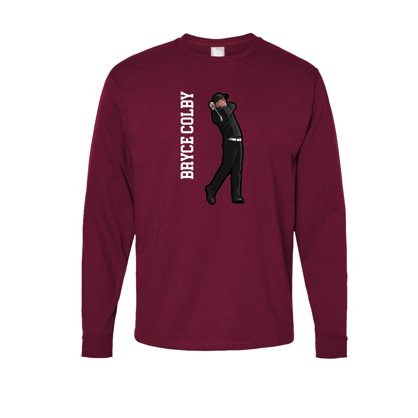 Long Sleeve Tee — Name Vertical in Cardinal