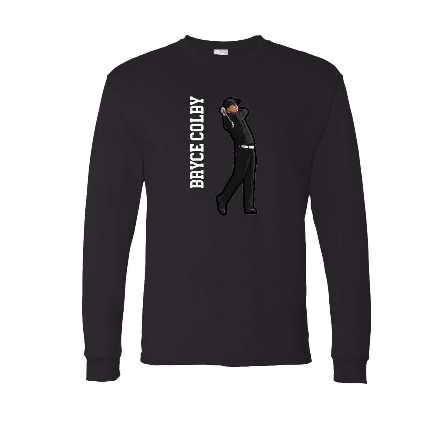 Long Sleeve Tee — Name Vertical in Black