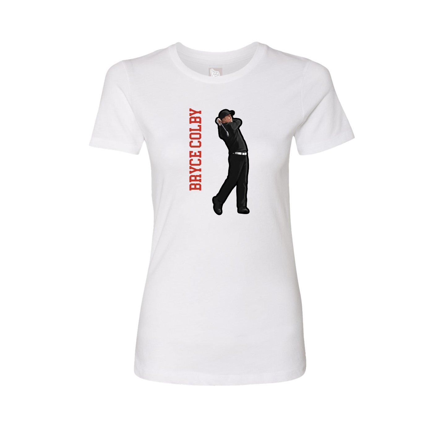 Womens Tee — Name Vertical in White