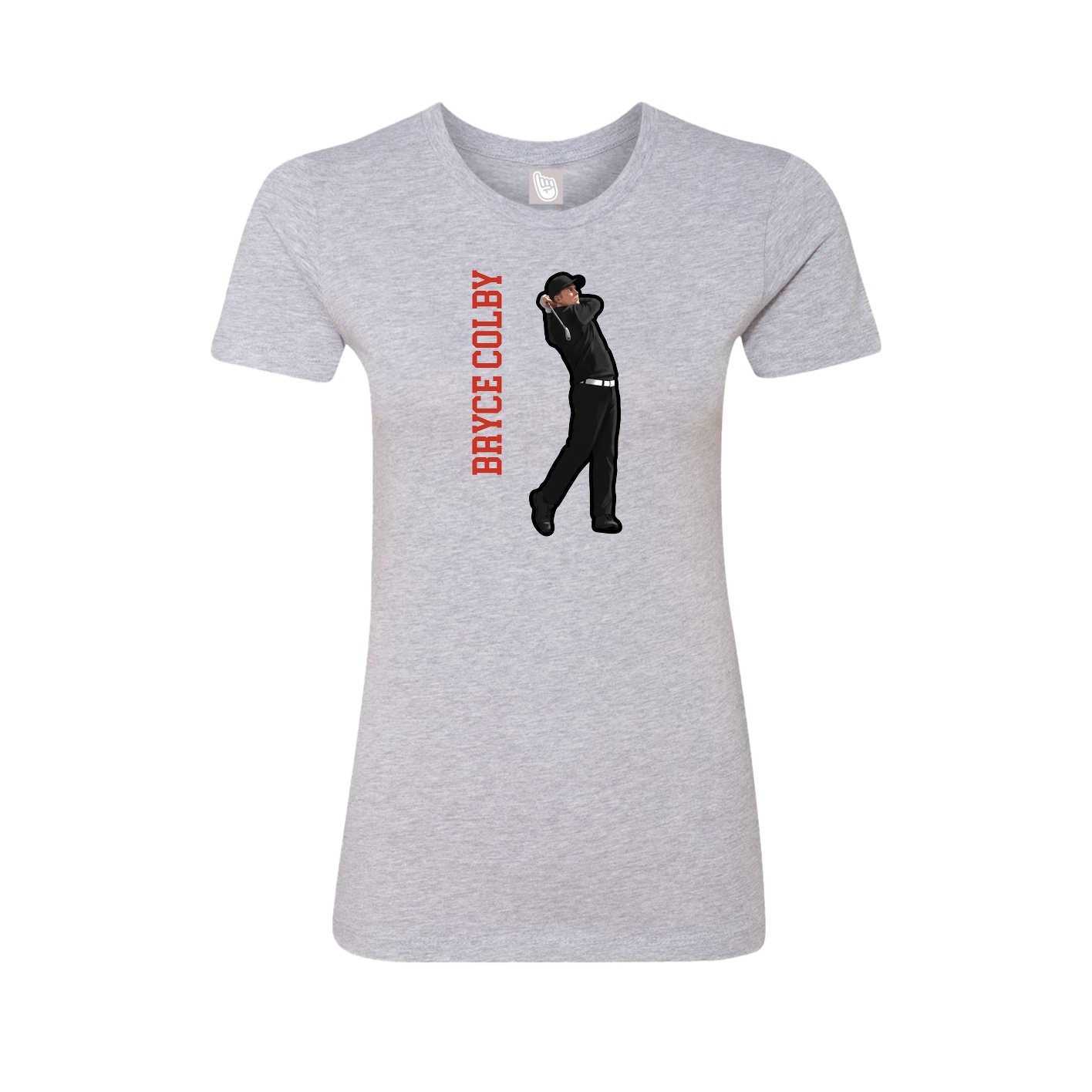 Fitted Women's Tee — Name Vertical in Grey