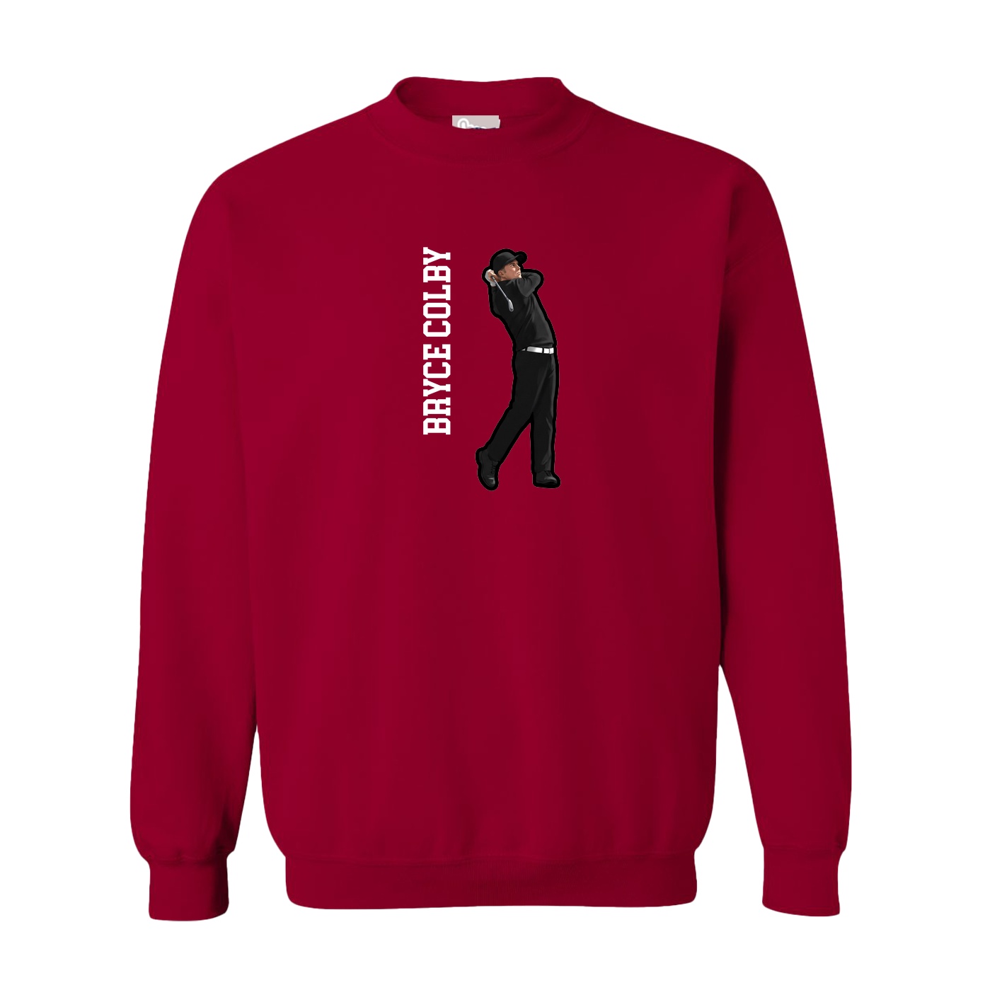 Fleece Crew — Name Vertical in Cardinal