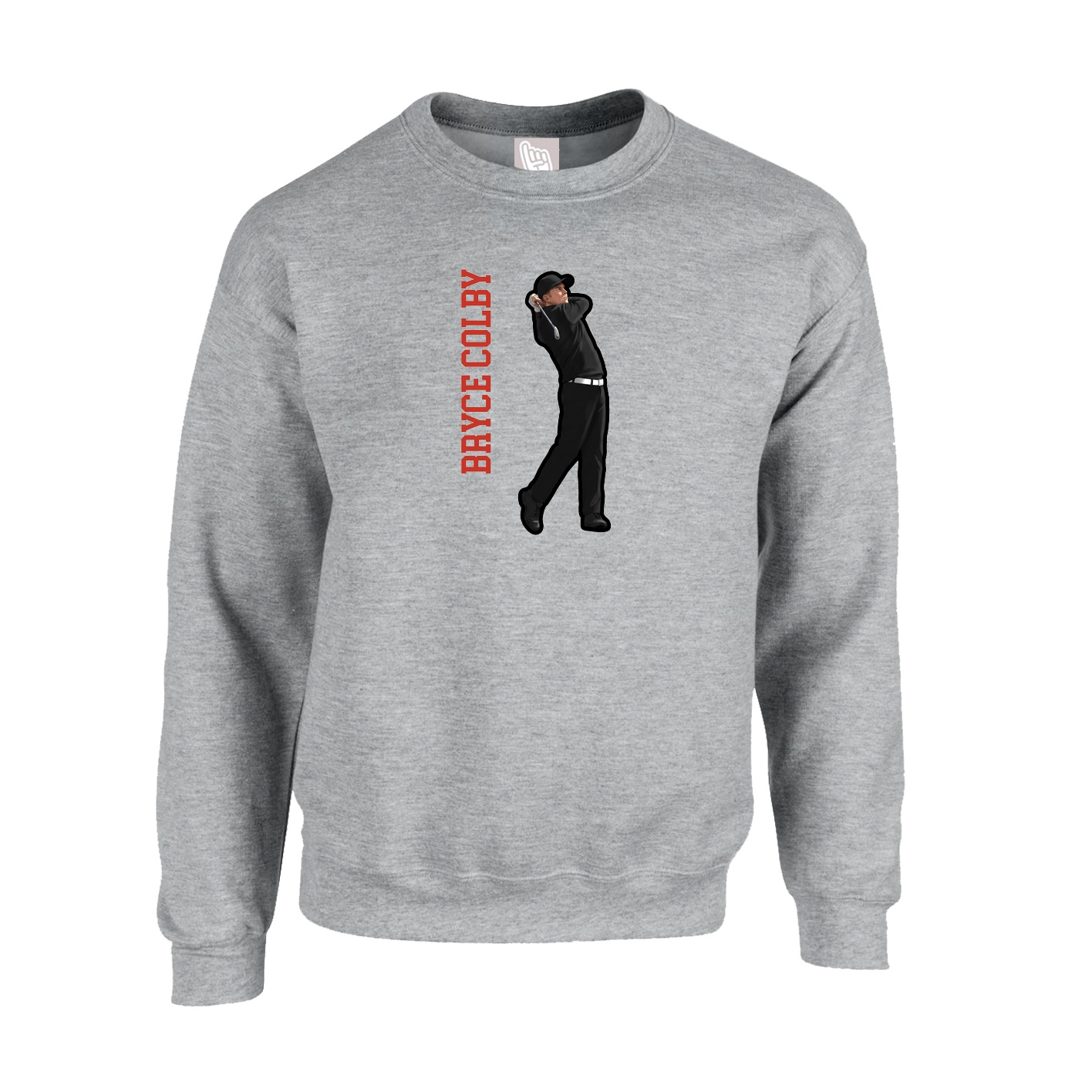 Fleece Crew — Name Vertical in Grey