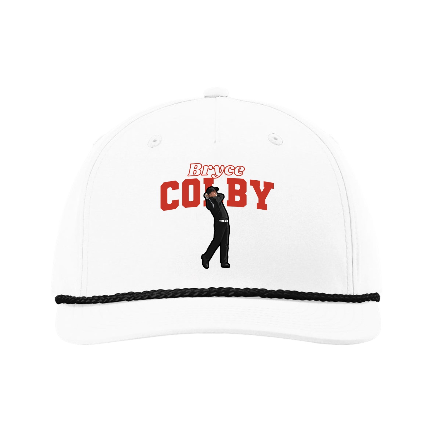 Five-Panel Classic Rope Cap — Name Arch in White