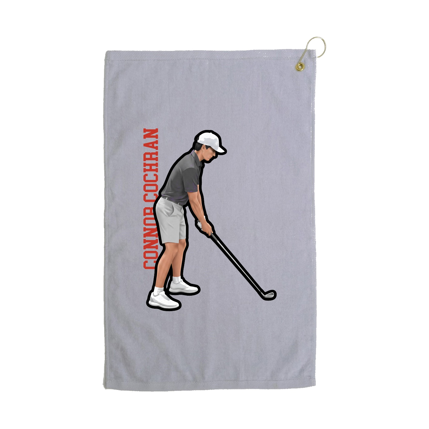 Golf Towel — Name Vertical in Grey