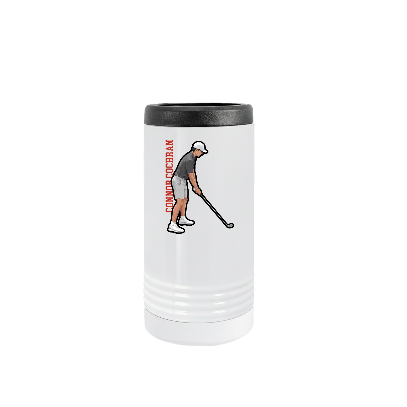 Slim Beverage Holder — Name Vertical in White