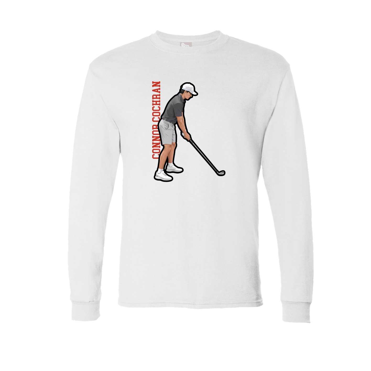 Long Sleeve Tee — Name Vertical in White
