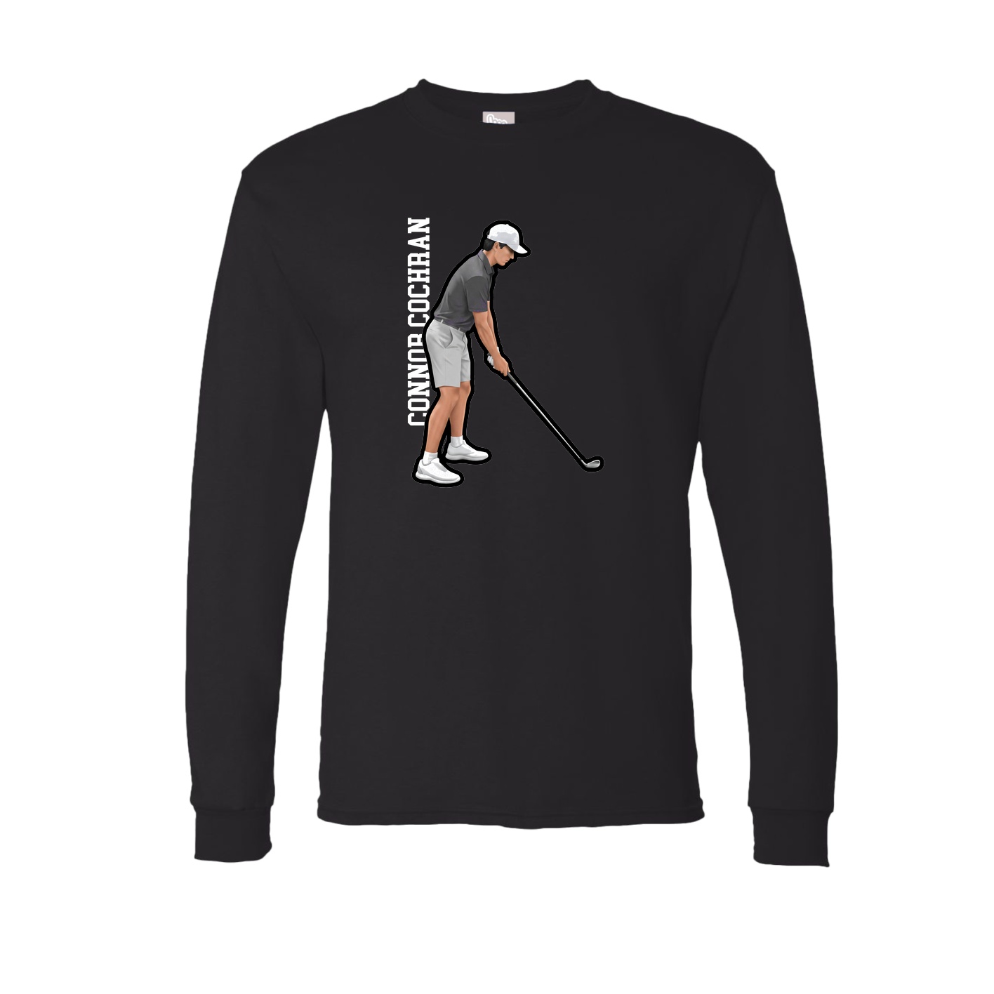 Long Sleeve Tee — Name Vertical in Black