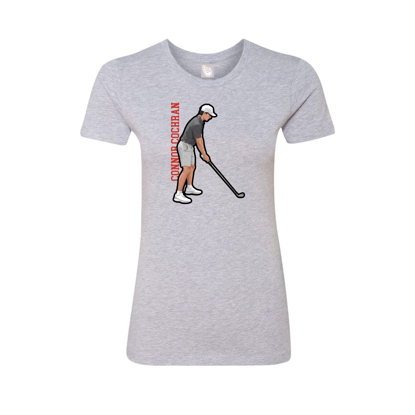 Fitted Women's Tee — Name Vertical in Grey