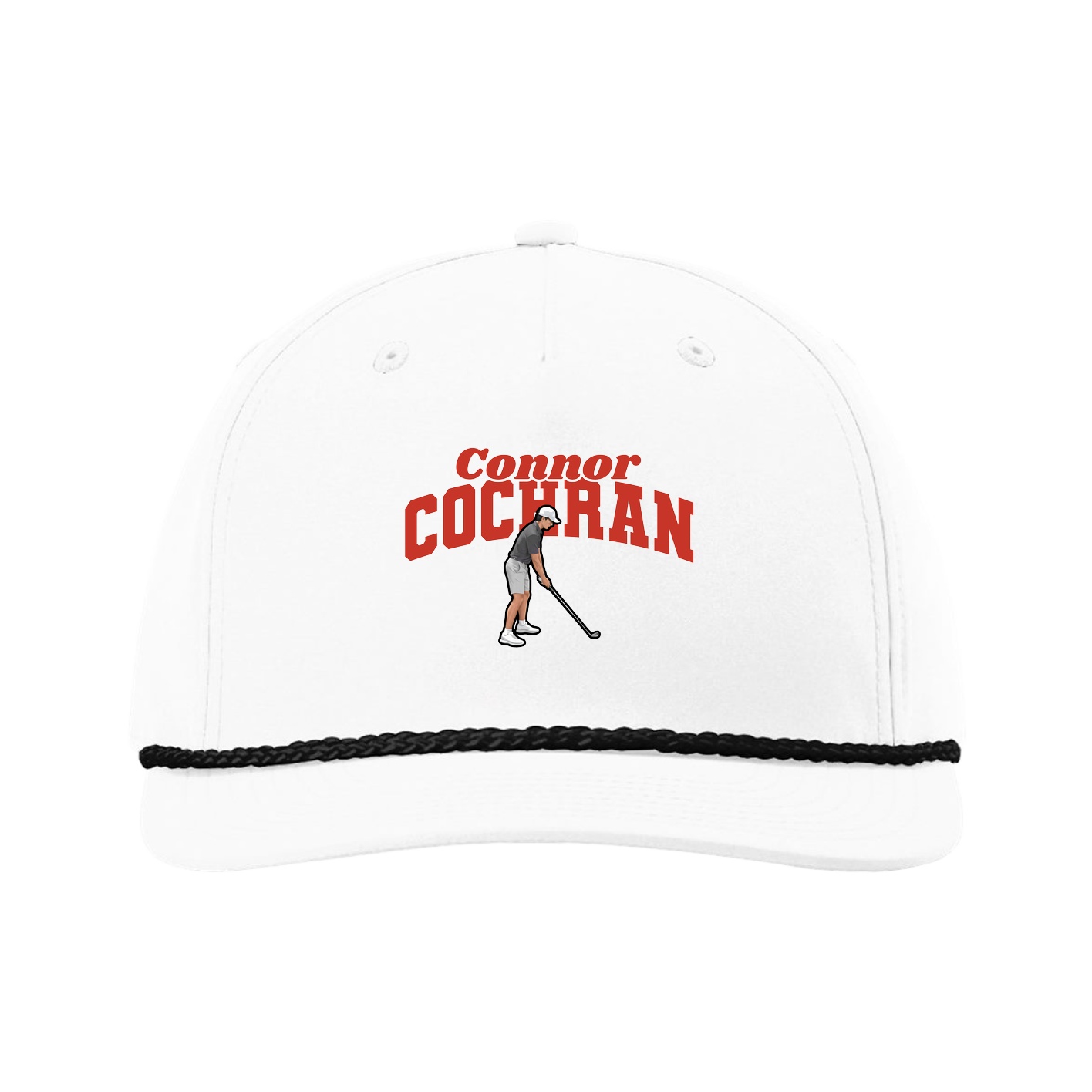 Five-Panel Classic Rope Cap — Signature Arch in White