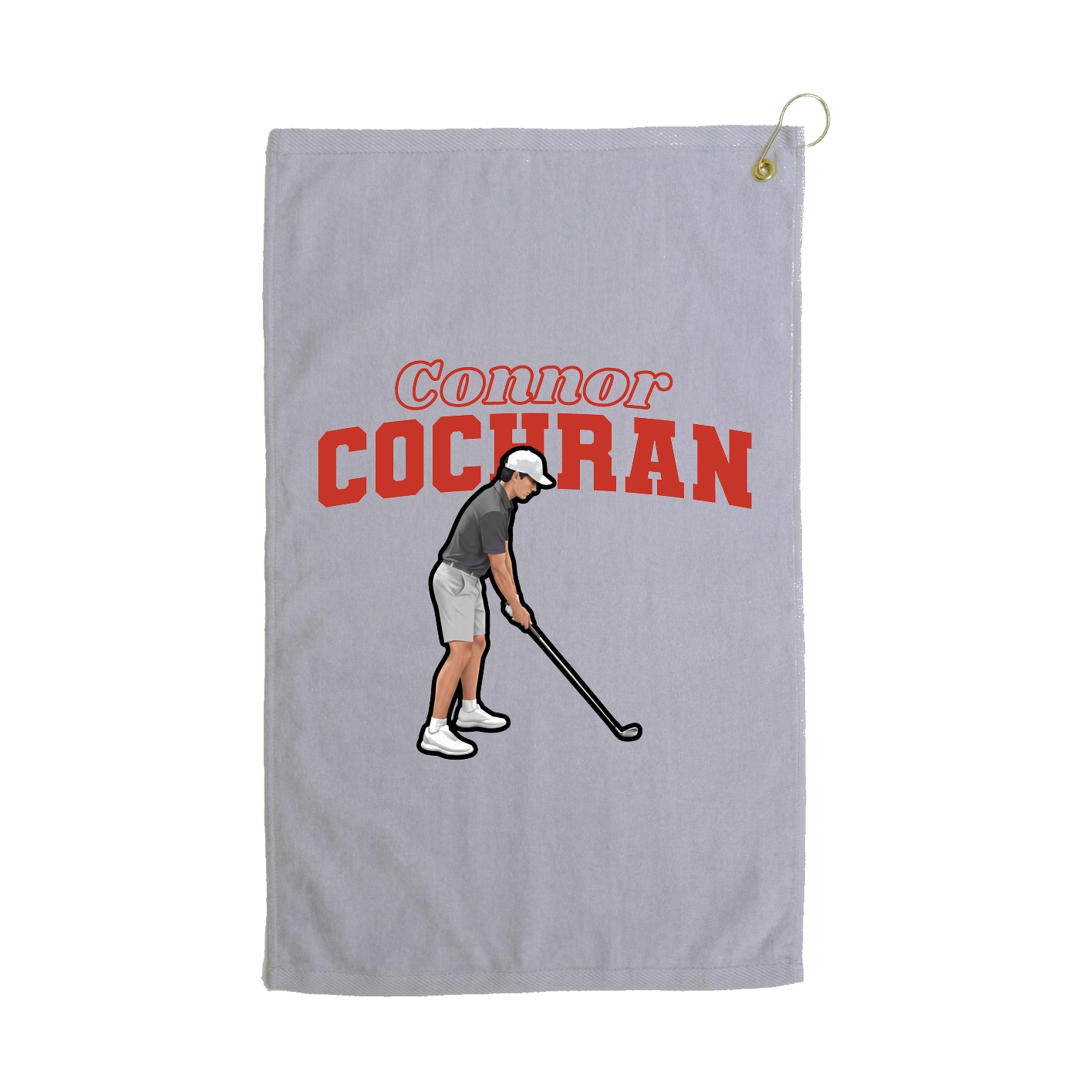 Golf Towel — Name Arch in Grey