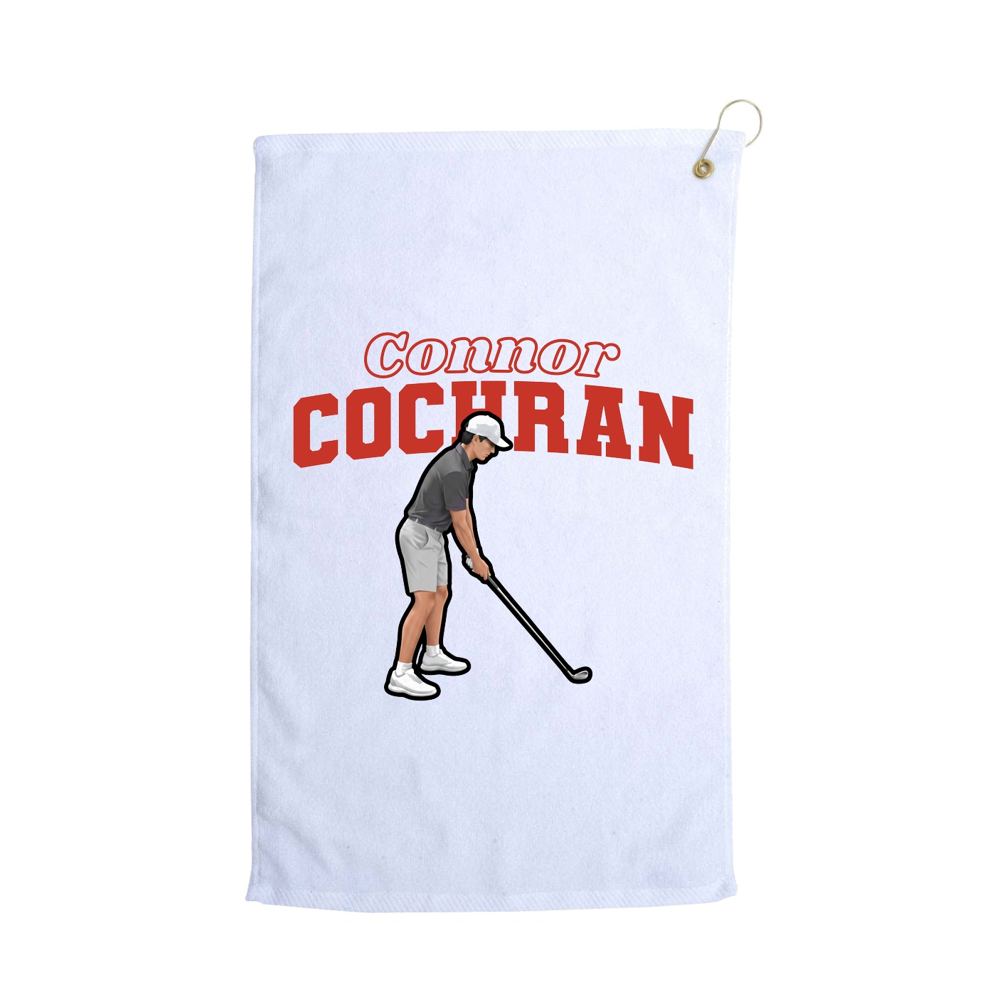Golf Towel — Name Arch in White