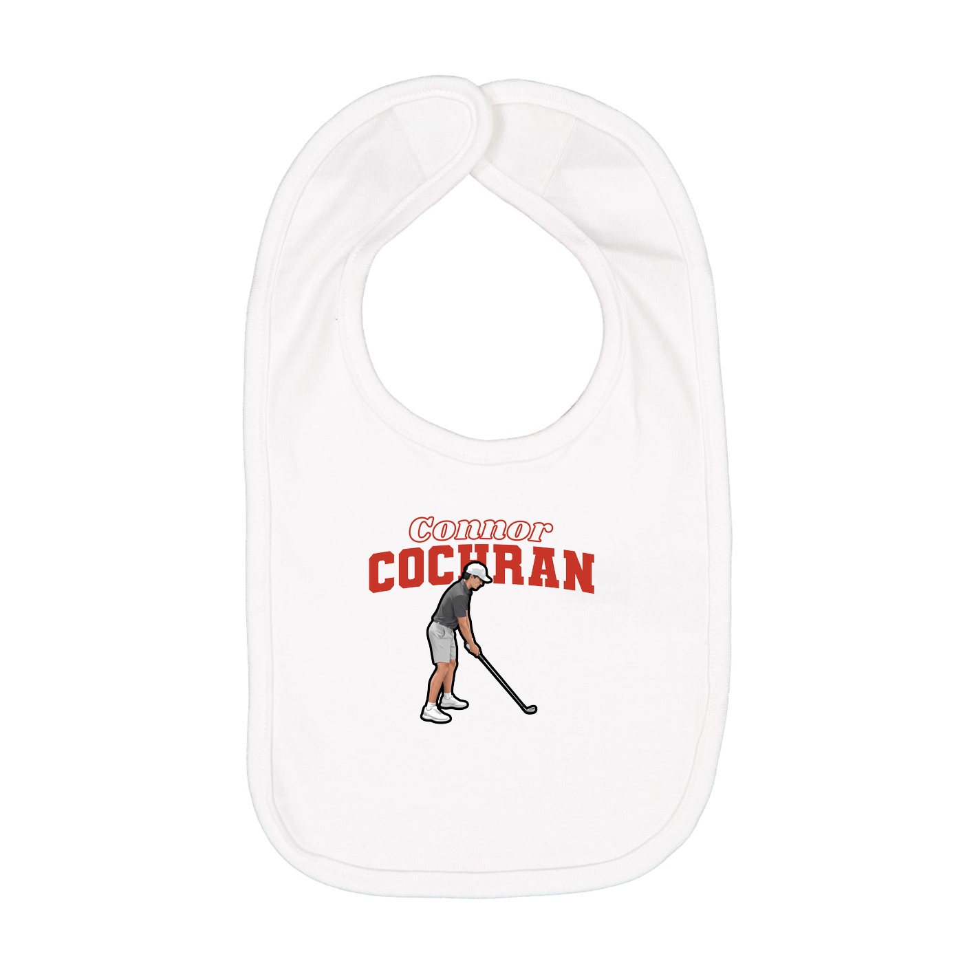Infant Bib — Name Arch in White