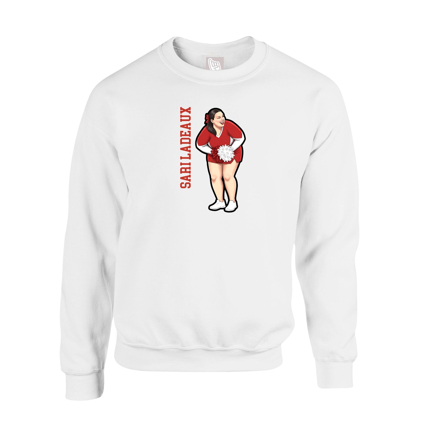 Fleece Crew — Name Vertical in White
