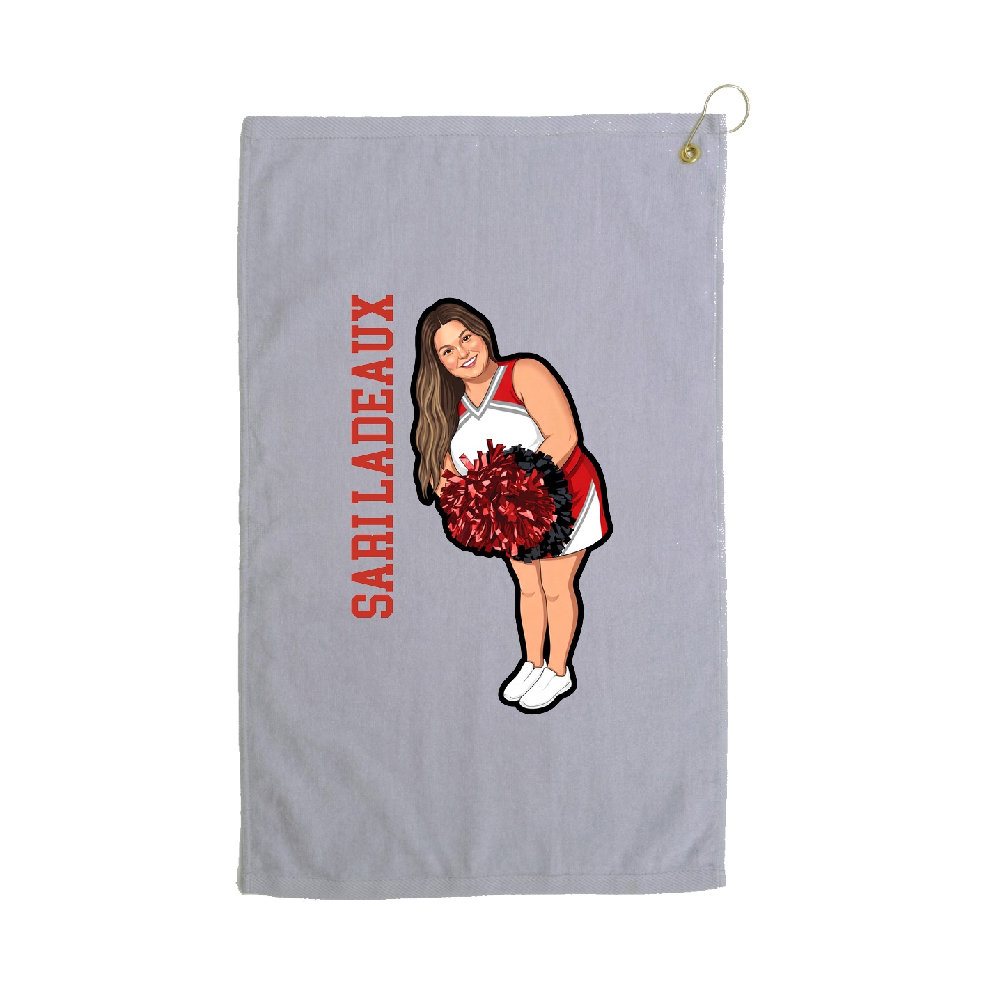 Golf Towel — Name Vertical in Grey