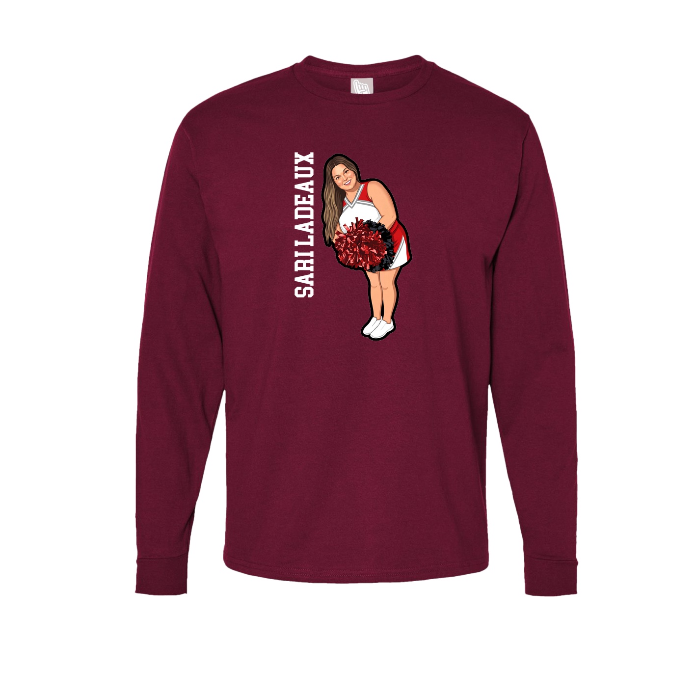 Long Sleeve Tee — Name Vertical in Cardinal