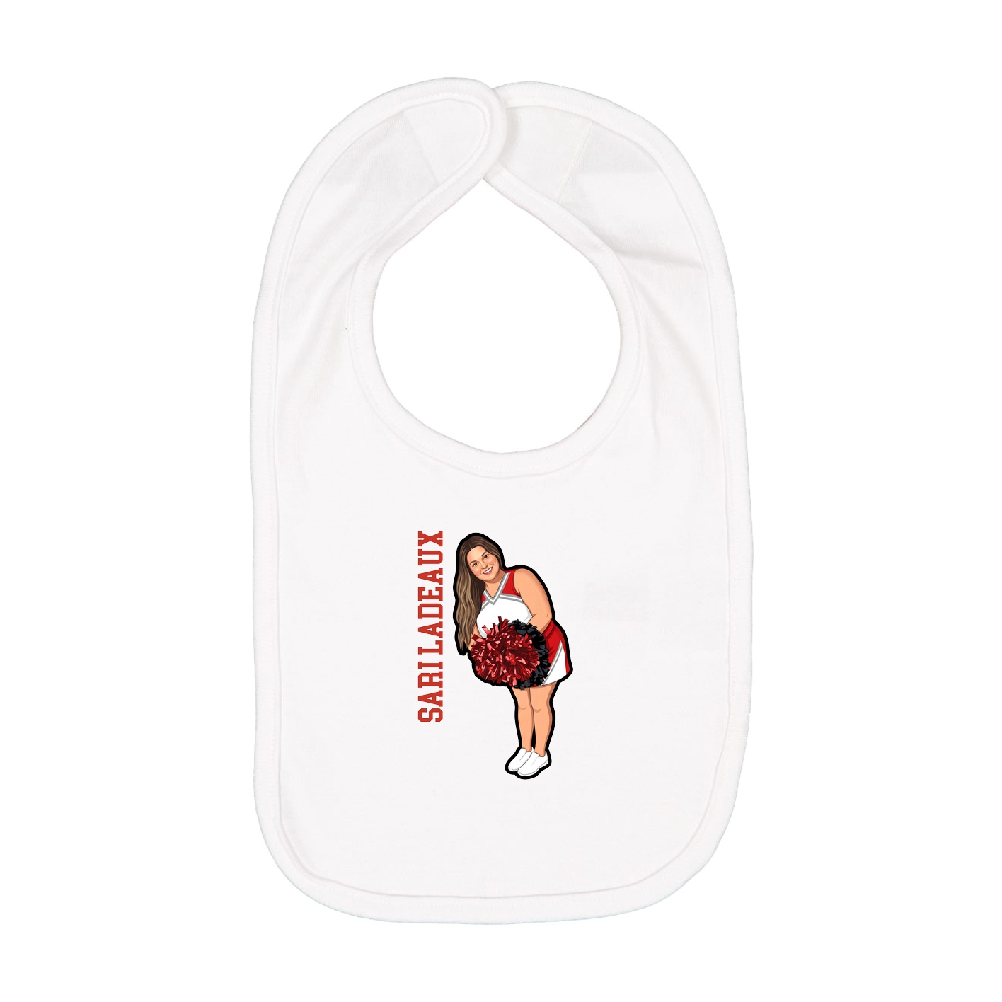 Infant Bib — Name Vertical in White