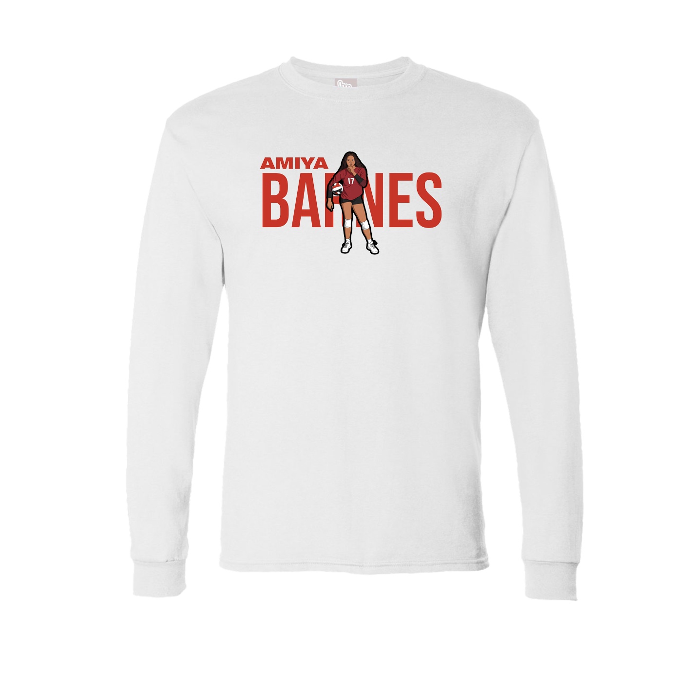 Long Sleeve Tee — Player Name in White
