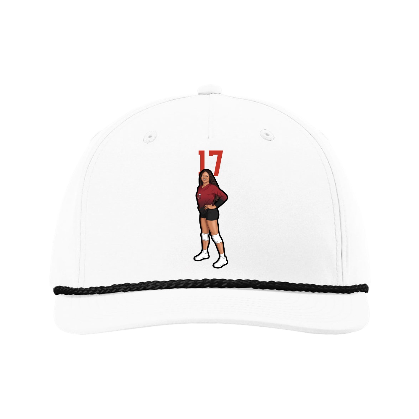 Five-Panel Classic Rope Cap — Number Top in White
