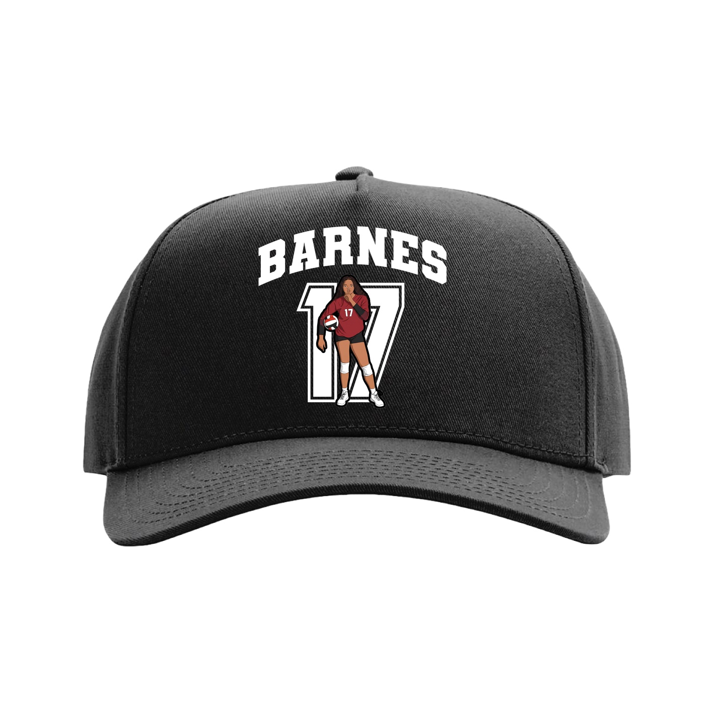 Full Fabric Five-Panel Champ Cap — Number in Black