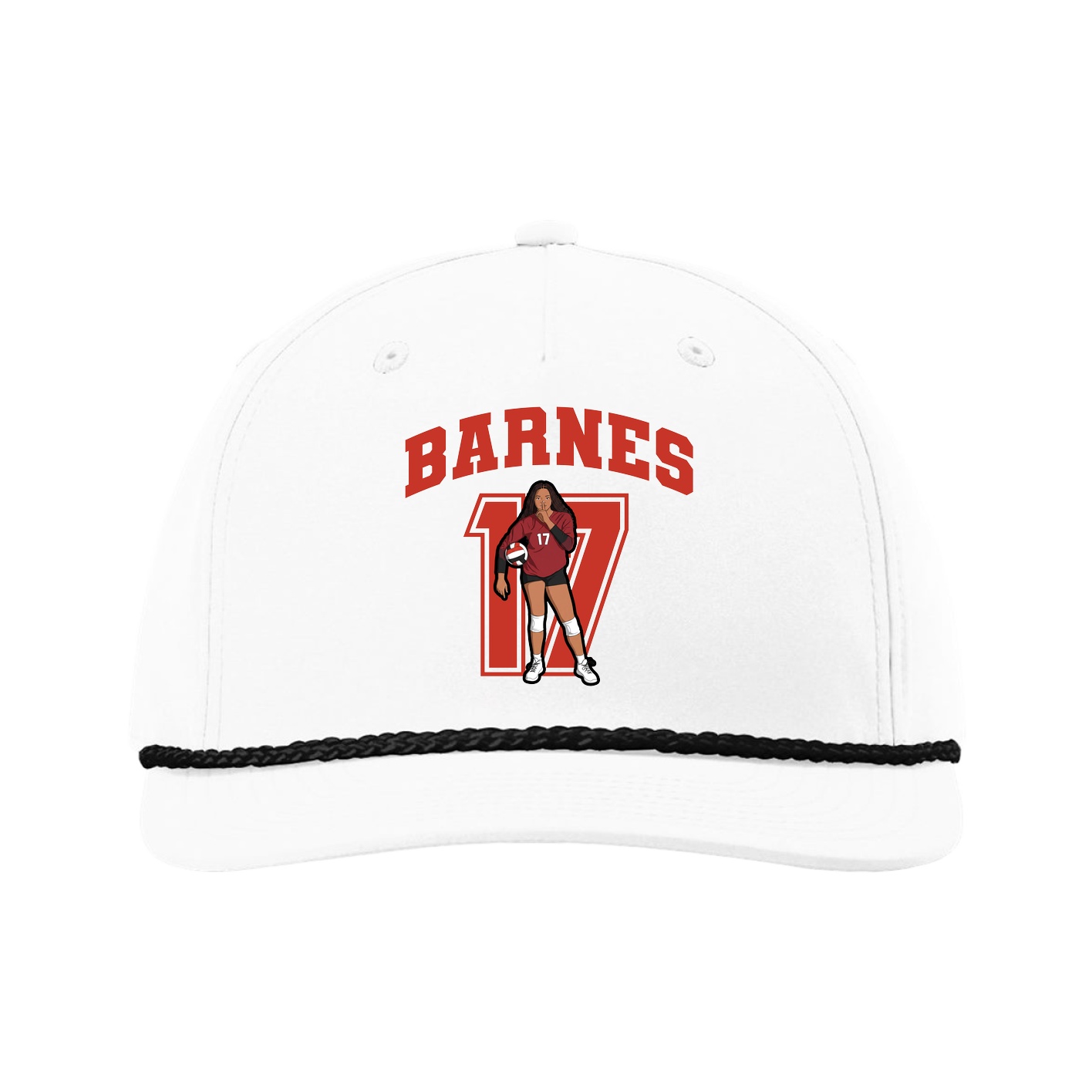 Five-Panel Classic Rope Cap — Number in White