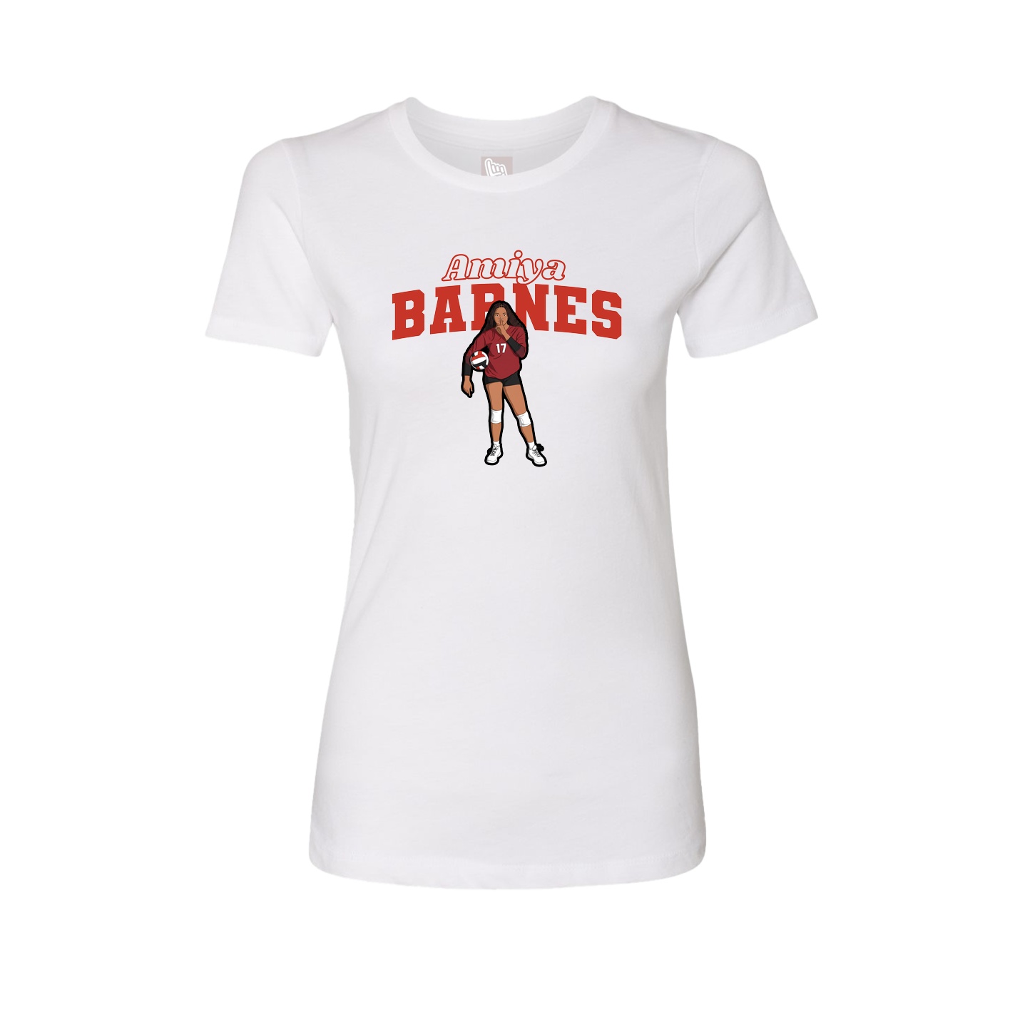 Fitted Women's Tee — Name Arch in White