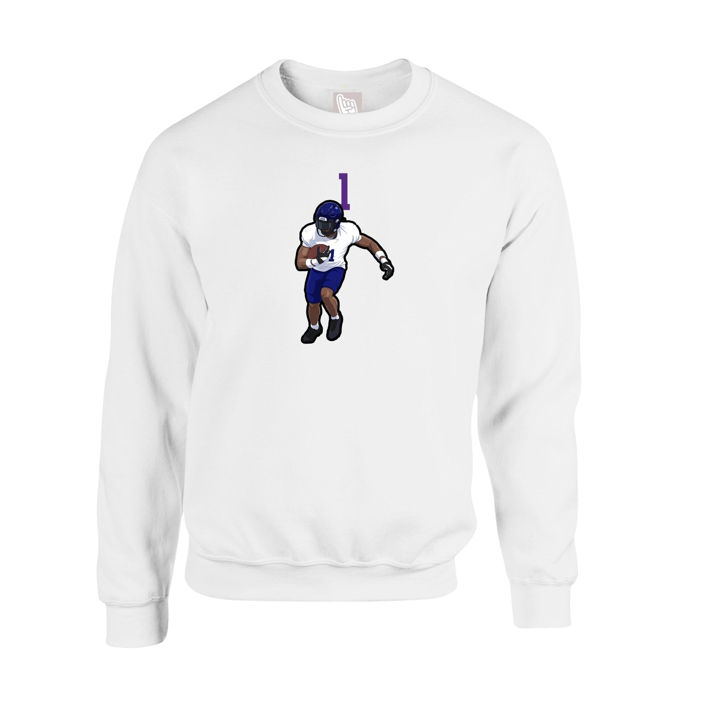 Fleece Crew — Number Top in White