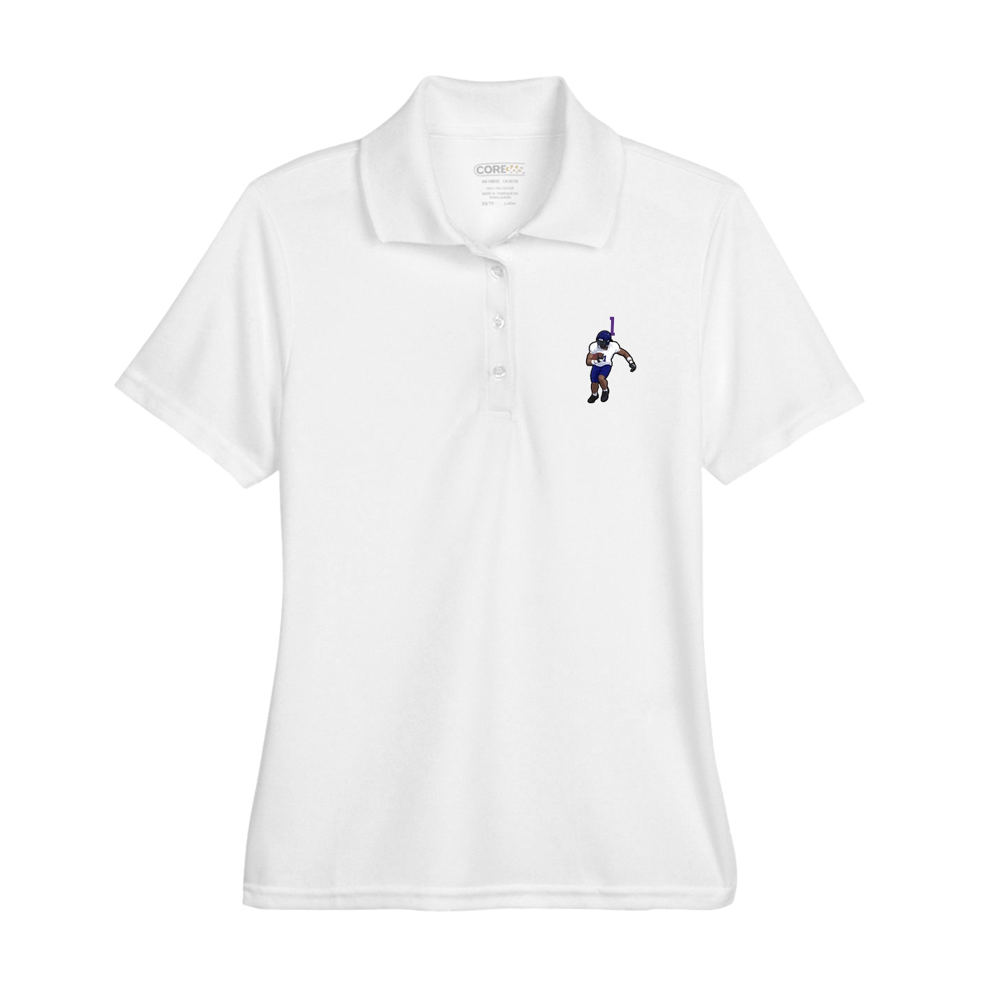Womens Performance Polo — Number Top in White