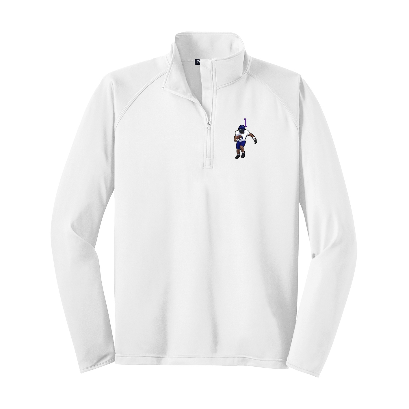 Q-Zip Pullover — Number Top in White