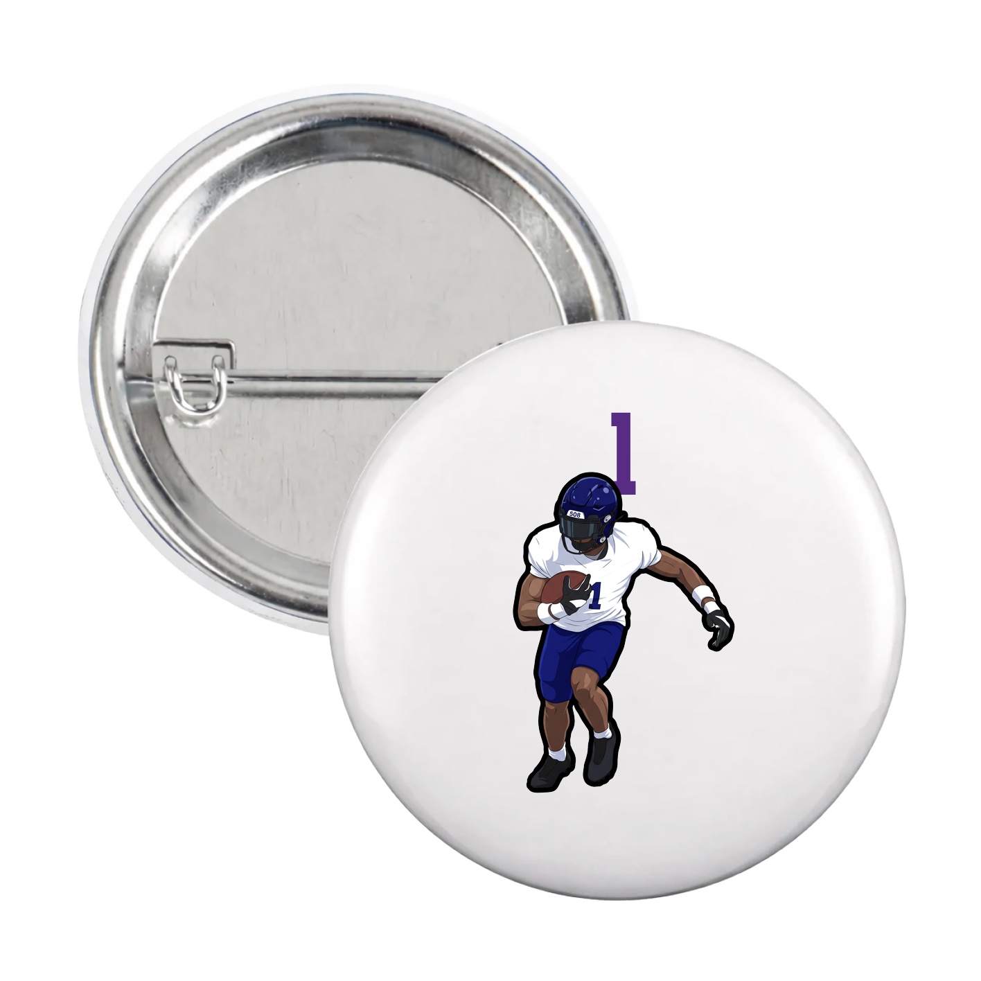 Game Day Button — Number Top in White