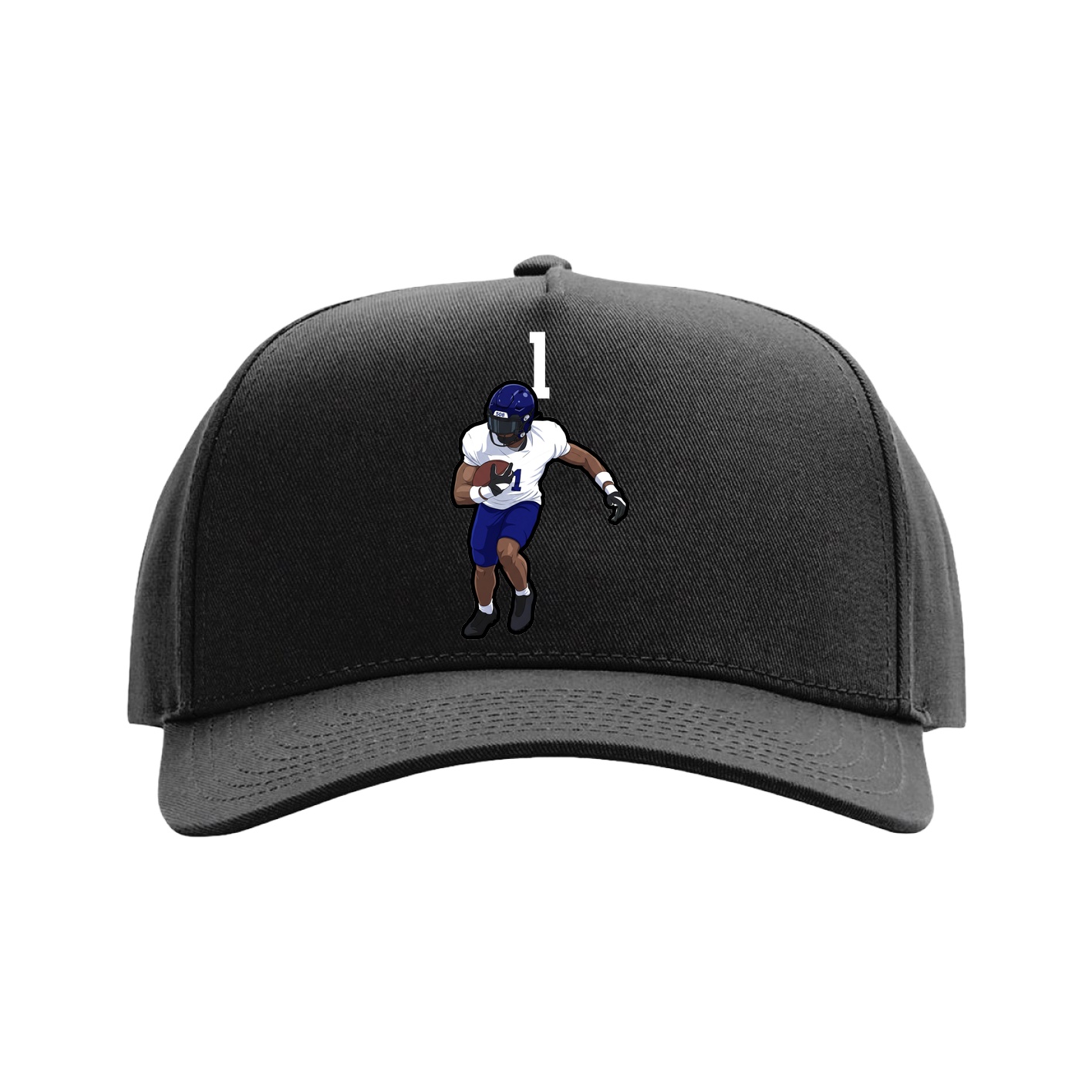 Full Fabric Five-Panel Champ Cap — Number Top in Black