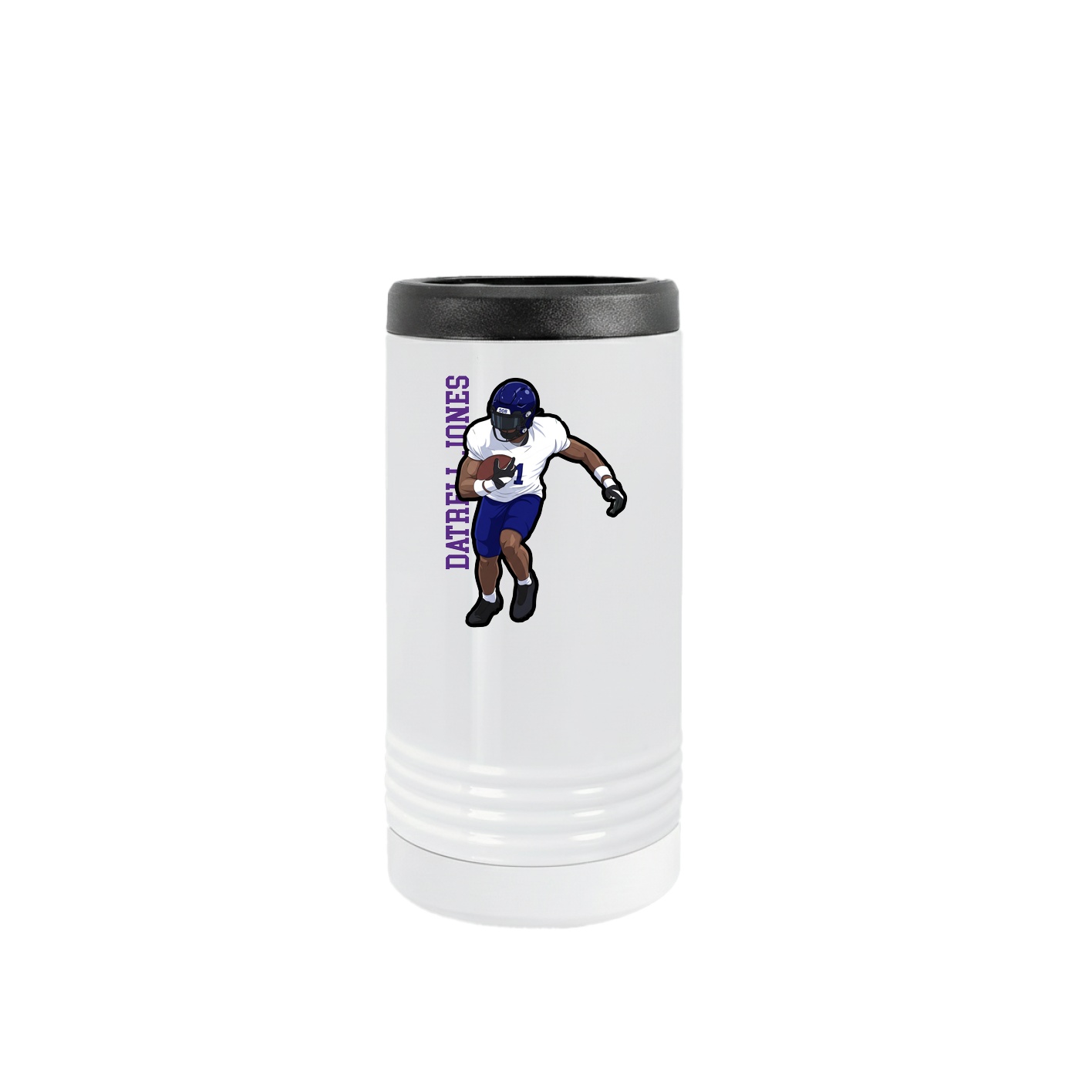 Slim Beverage Holder — Name Vertical in White