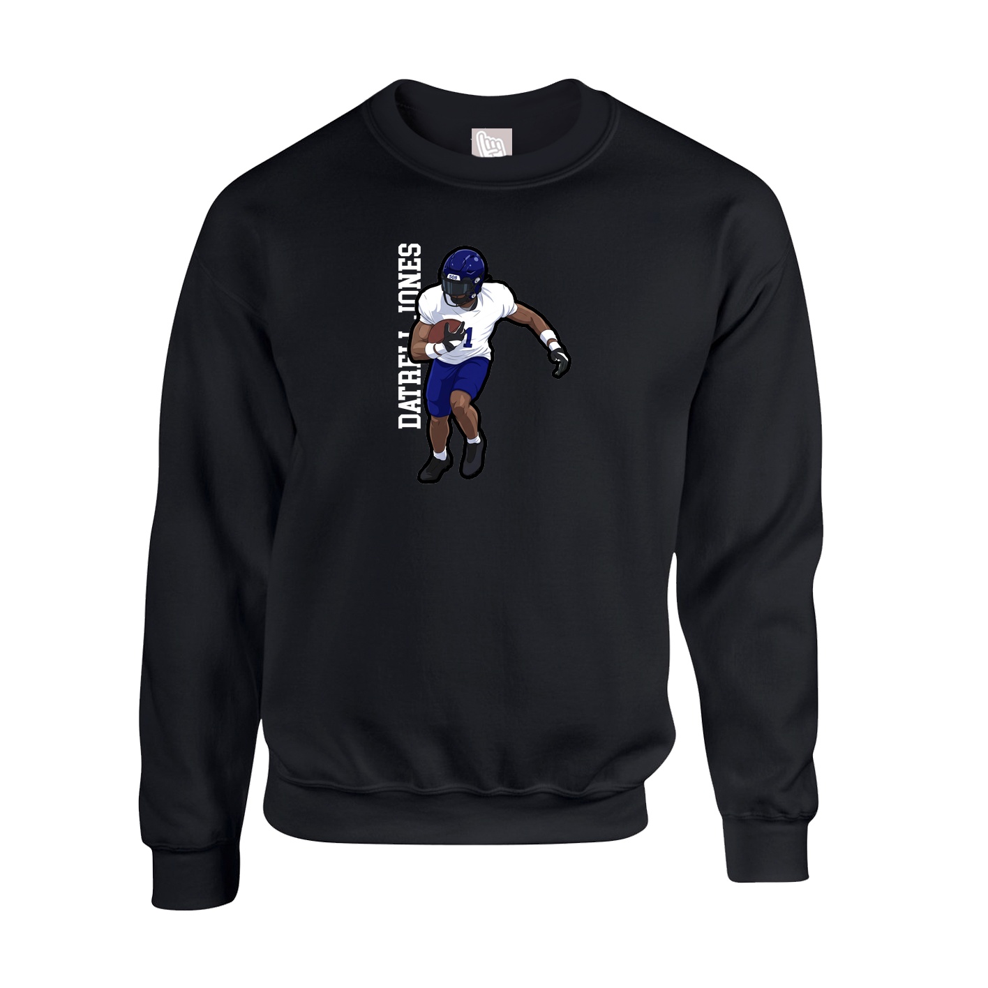 Fleece Crew — Name Vertical in Black